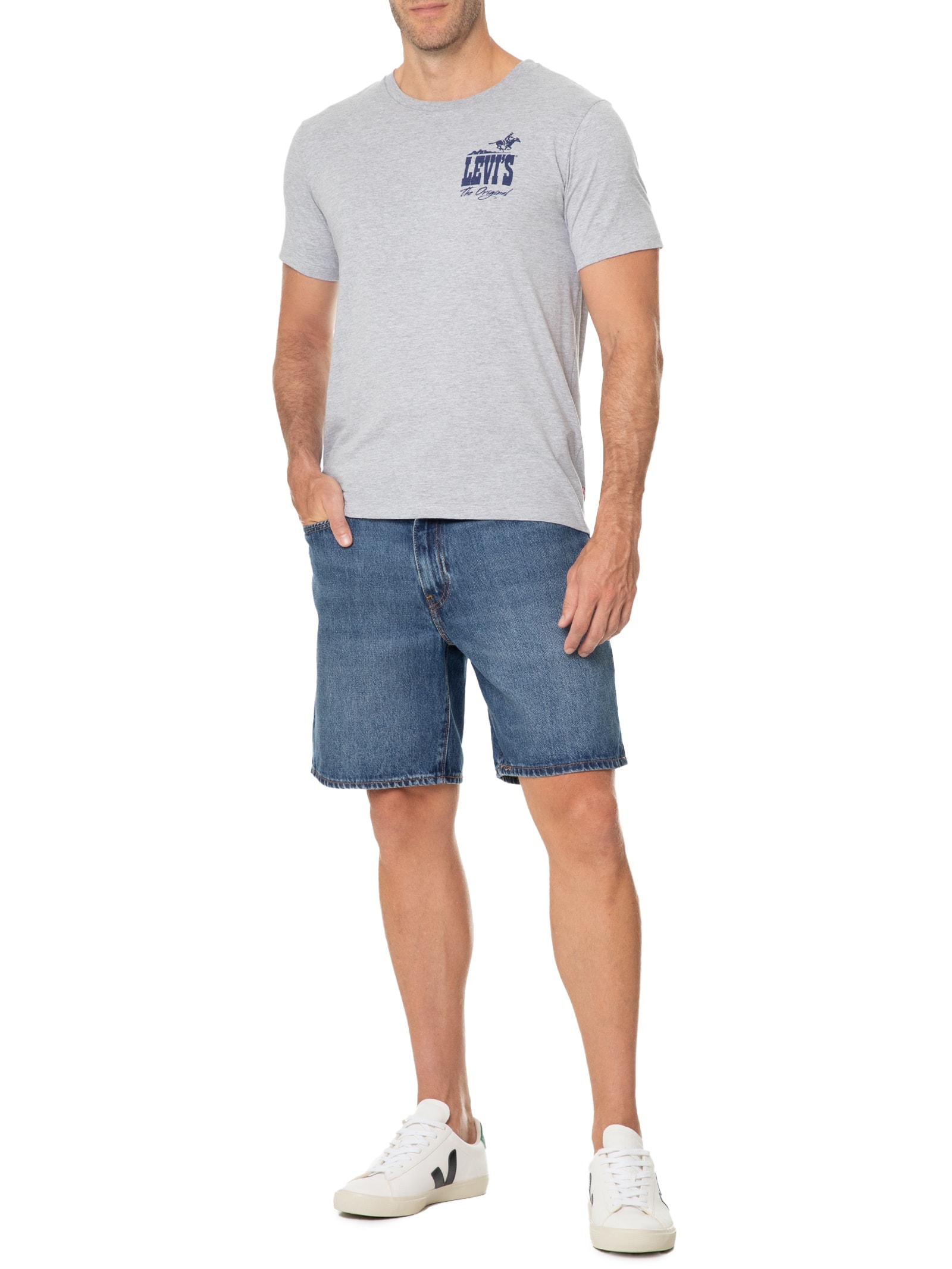 Camiseta Masculina Graphic Crewneck Tee Cinza Levi's