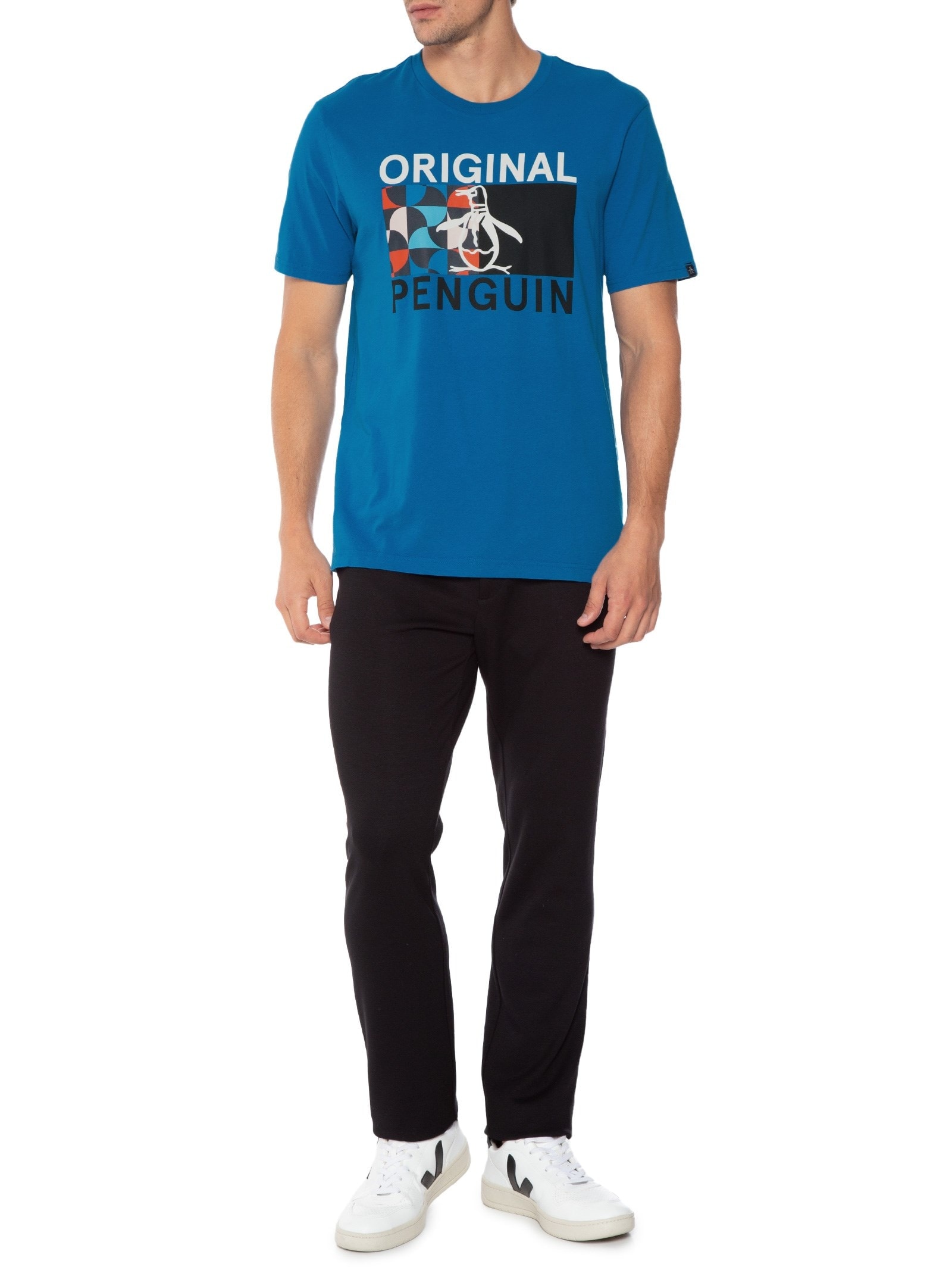 Camiseta Masculina Half Azul Original Penguin