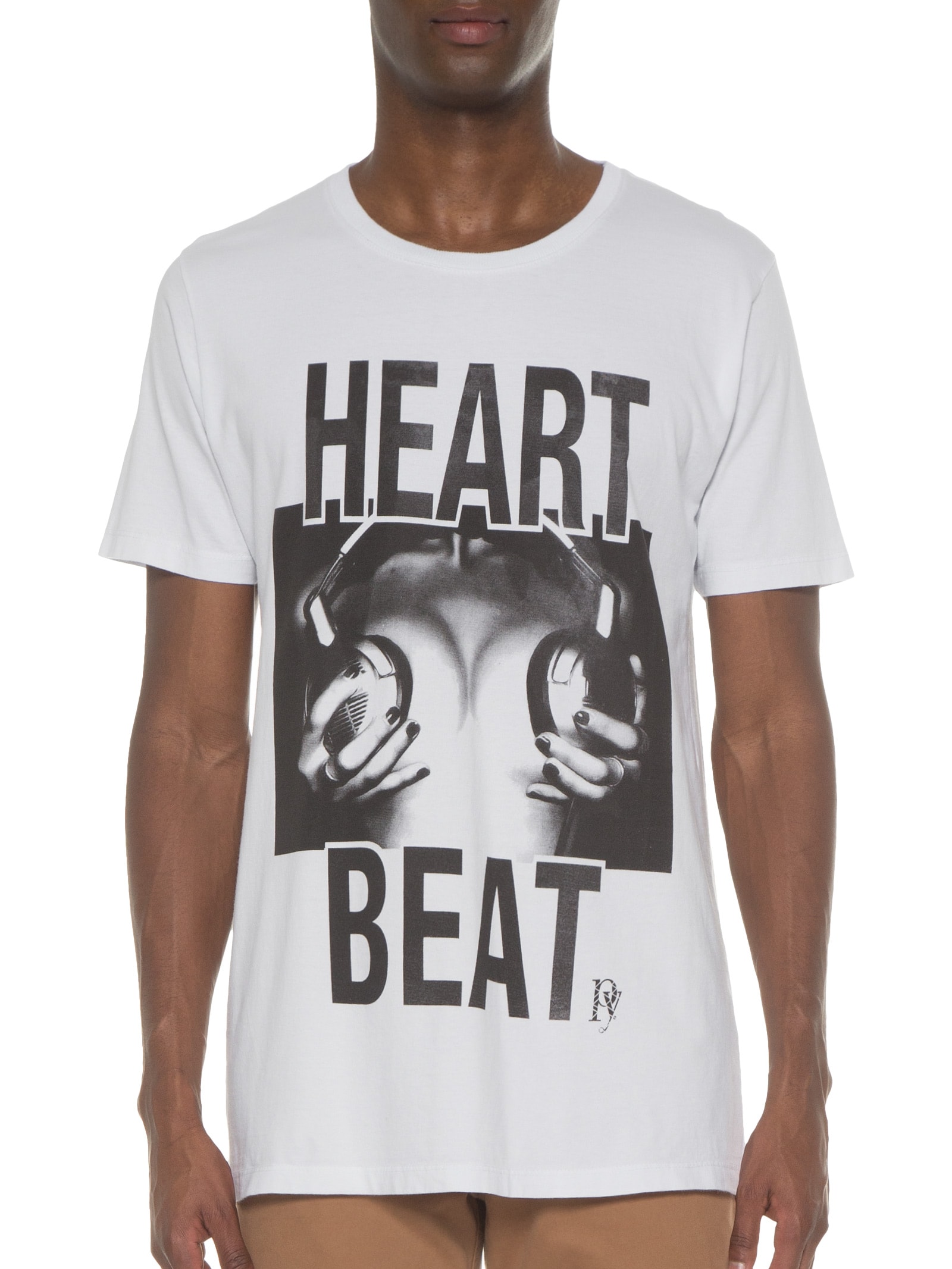 Camiseta Masculina Heart Beat Branco Purple Yellow