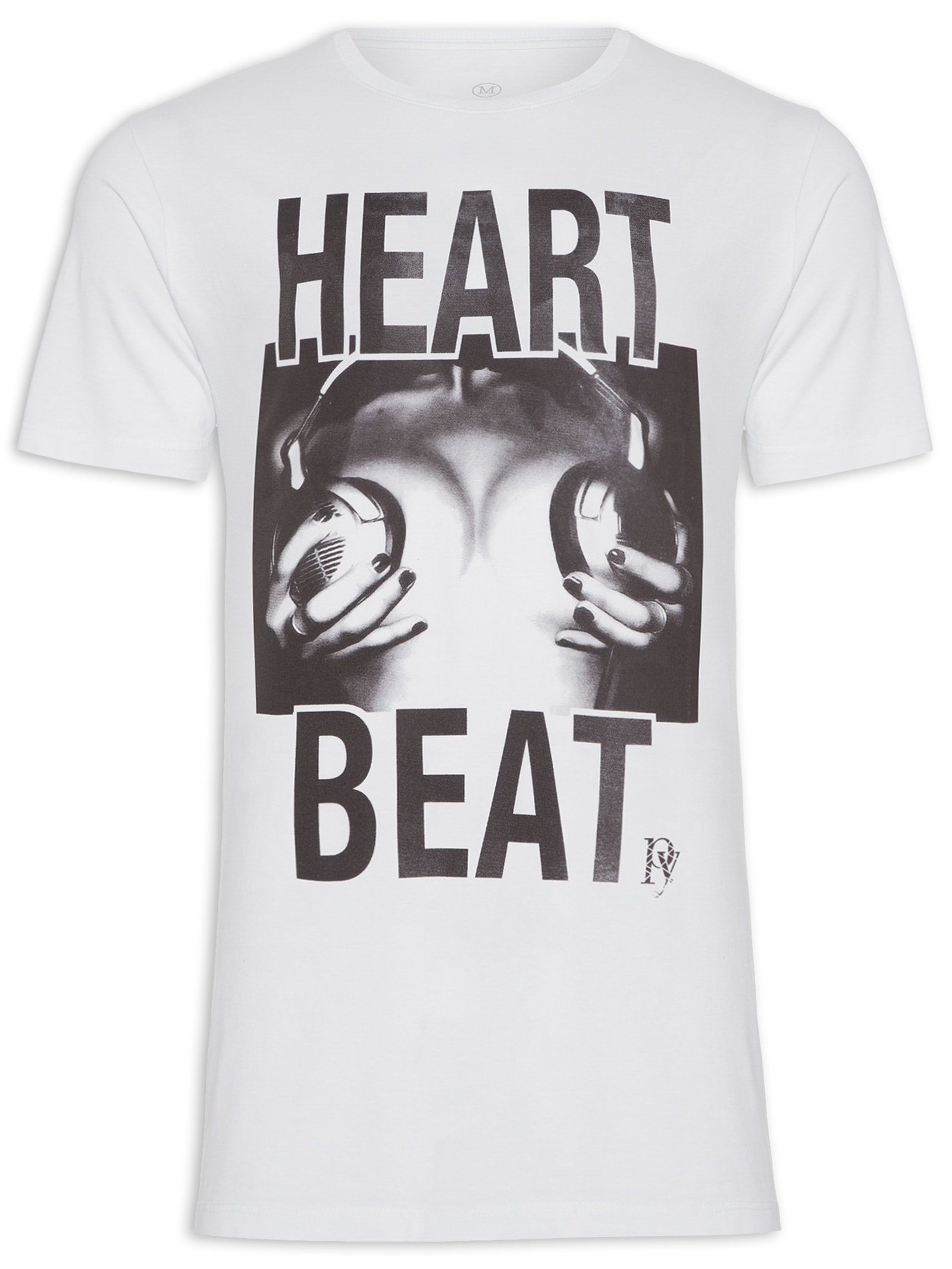 Camiseta Masculina Heart Beat Branco Purple Yellow
