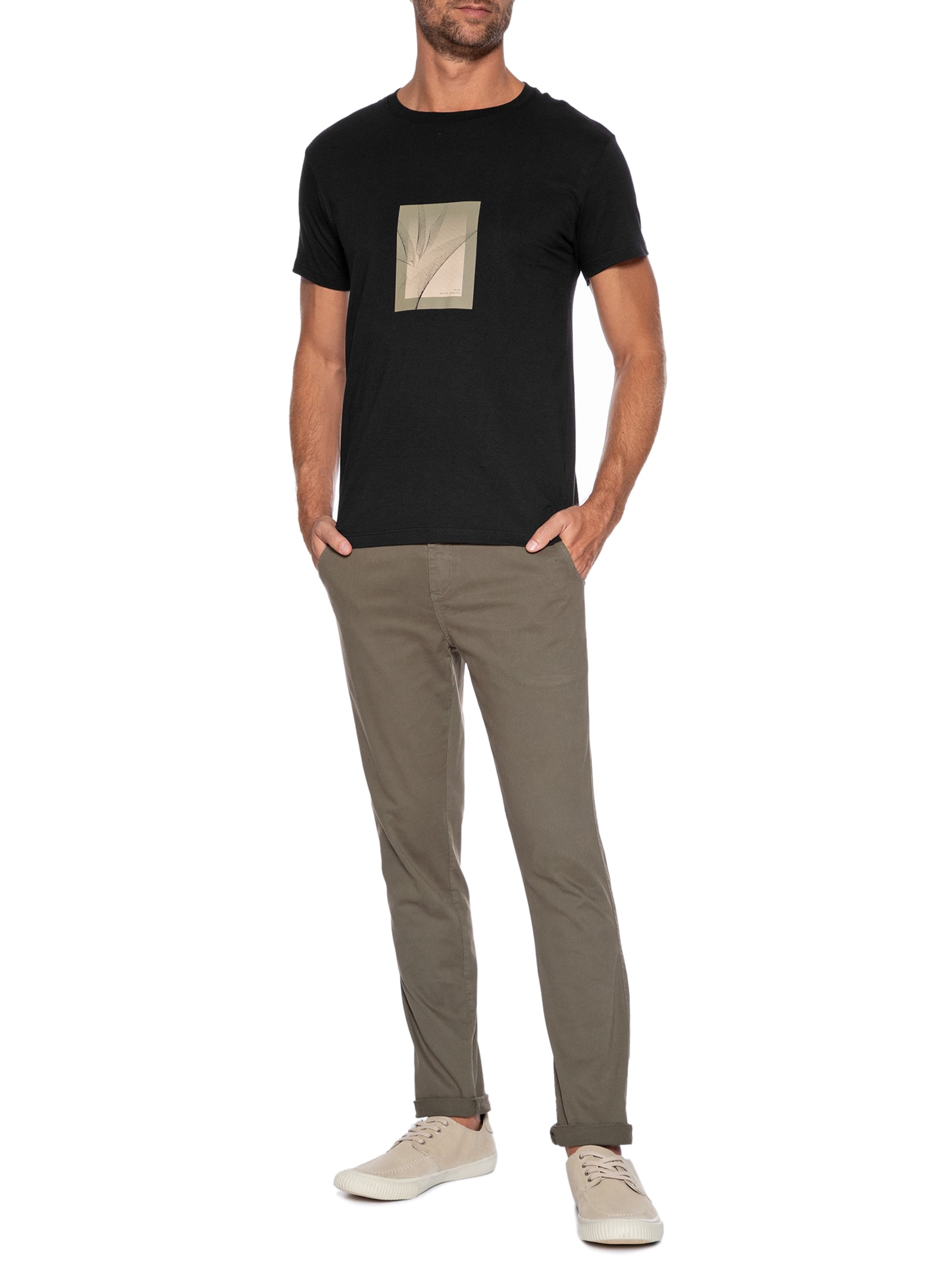 Camiseta Masculina Heliconia Preto Foxton