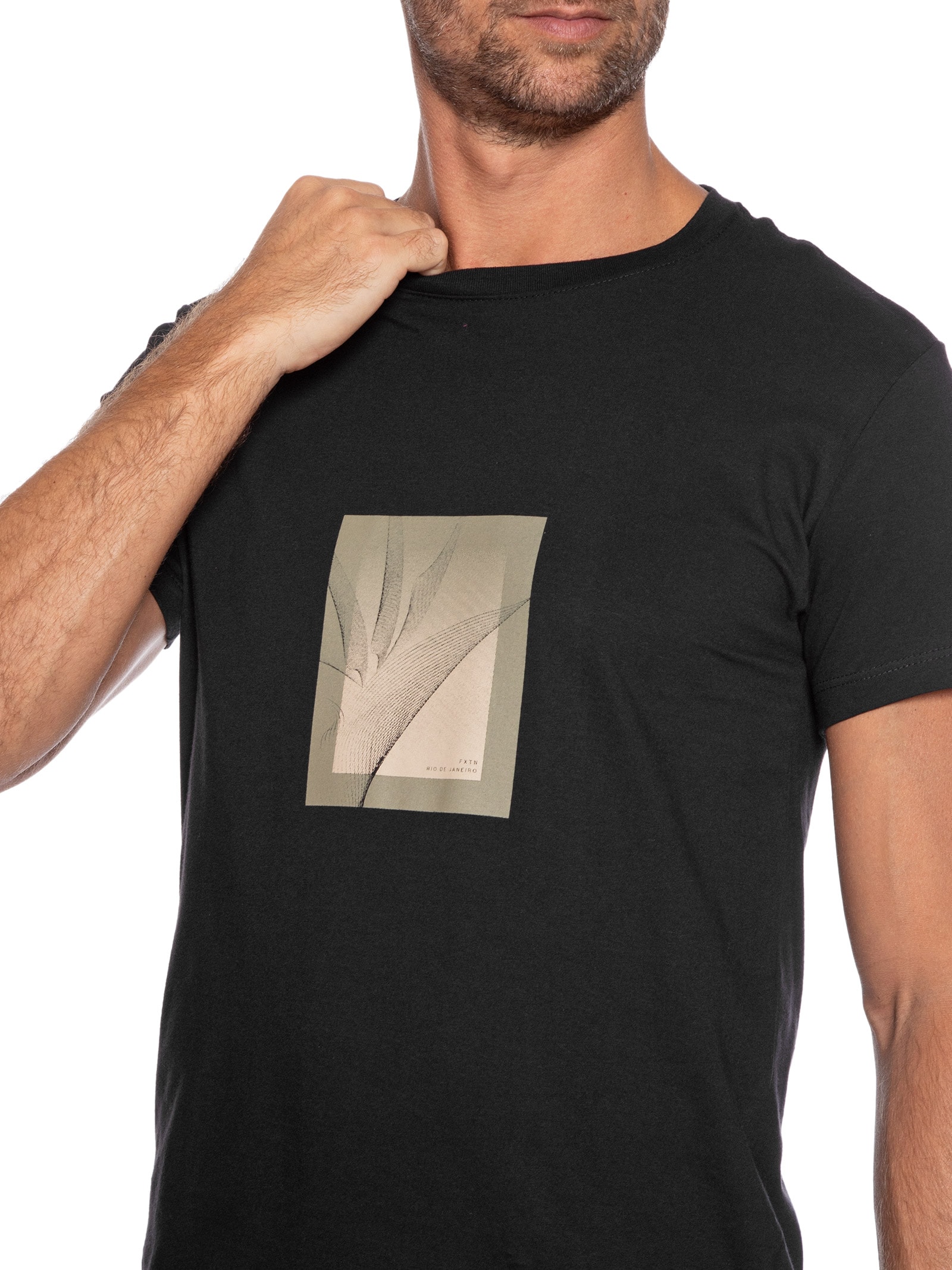 Camiseta Masculina Heliconia Preto Foxton