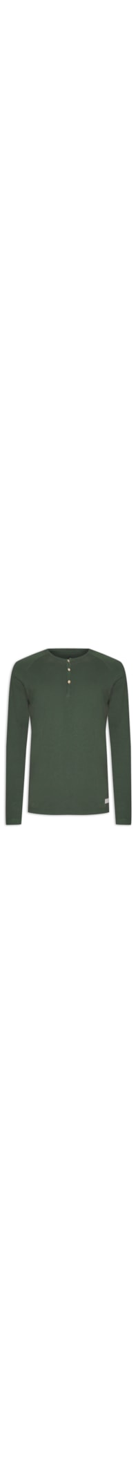 Camiseta Masculina Henley Raglan Manga Longa - Verde