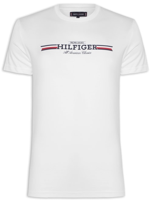 Camiseta Masculina Hilfiger Chest Stripe Tee - Branco