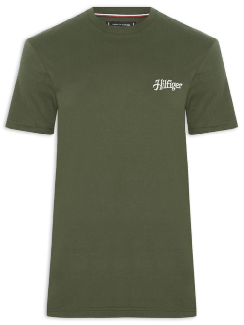 Camiseta Masculina Hilfiger Summer Logo Regular Fit Em Algodão – Verde