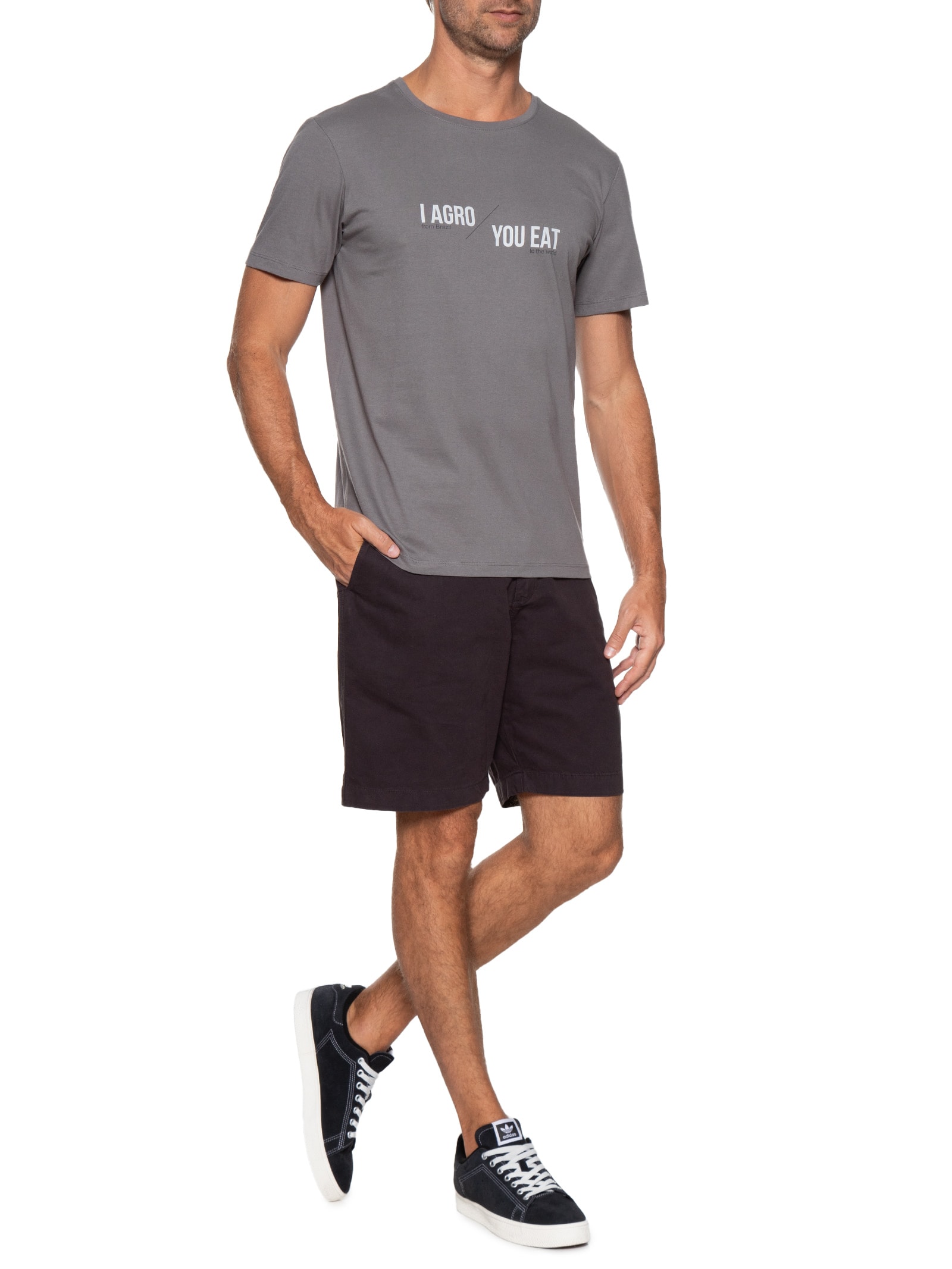 Camiseta Masculina I Agro You Eat Cinza Sergio K