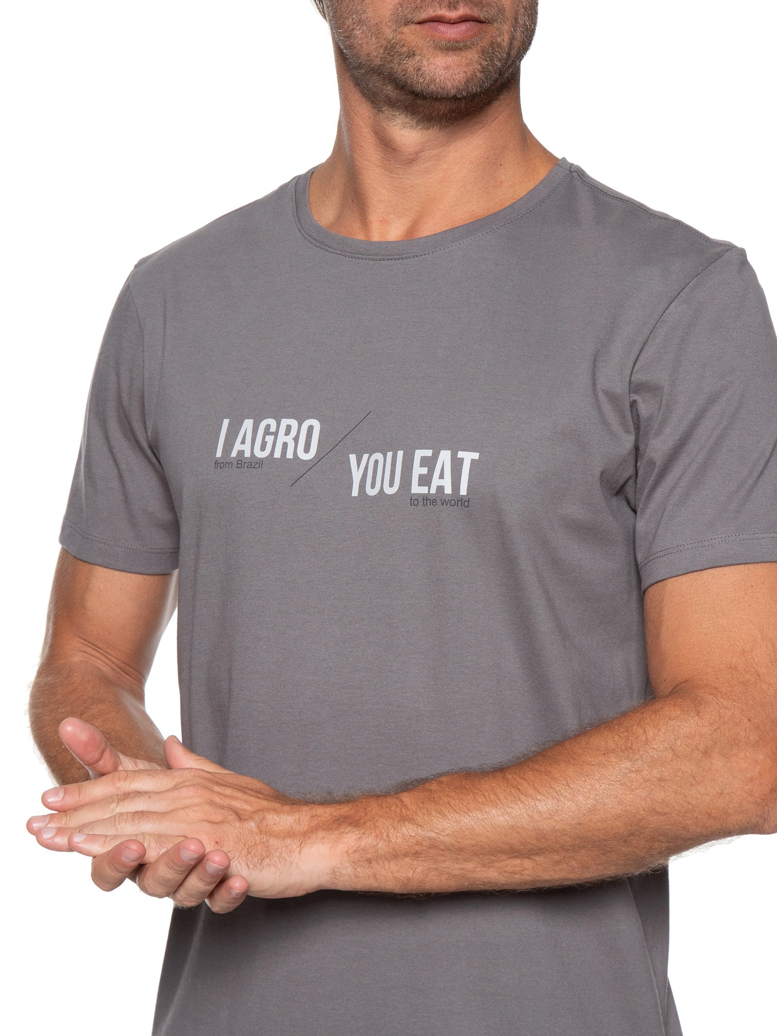 Camiseta Masculina I Agro You Eat Cinza Sergio K