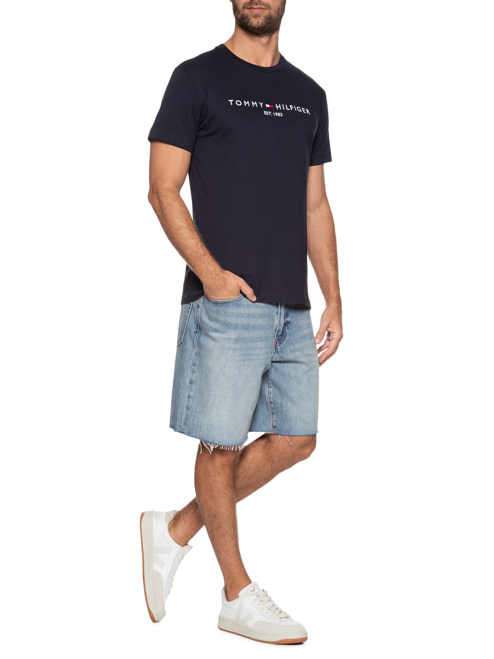 Camiseta Masculina Im Core Tommy Logo Tee Azul Tommy Hilfiger