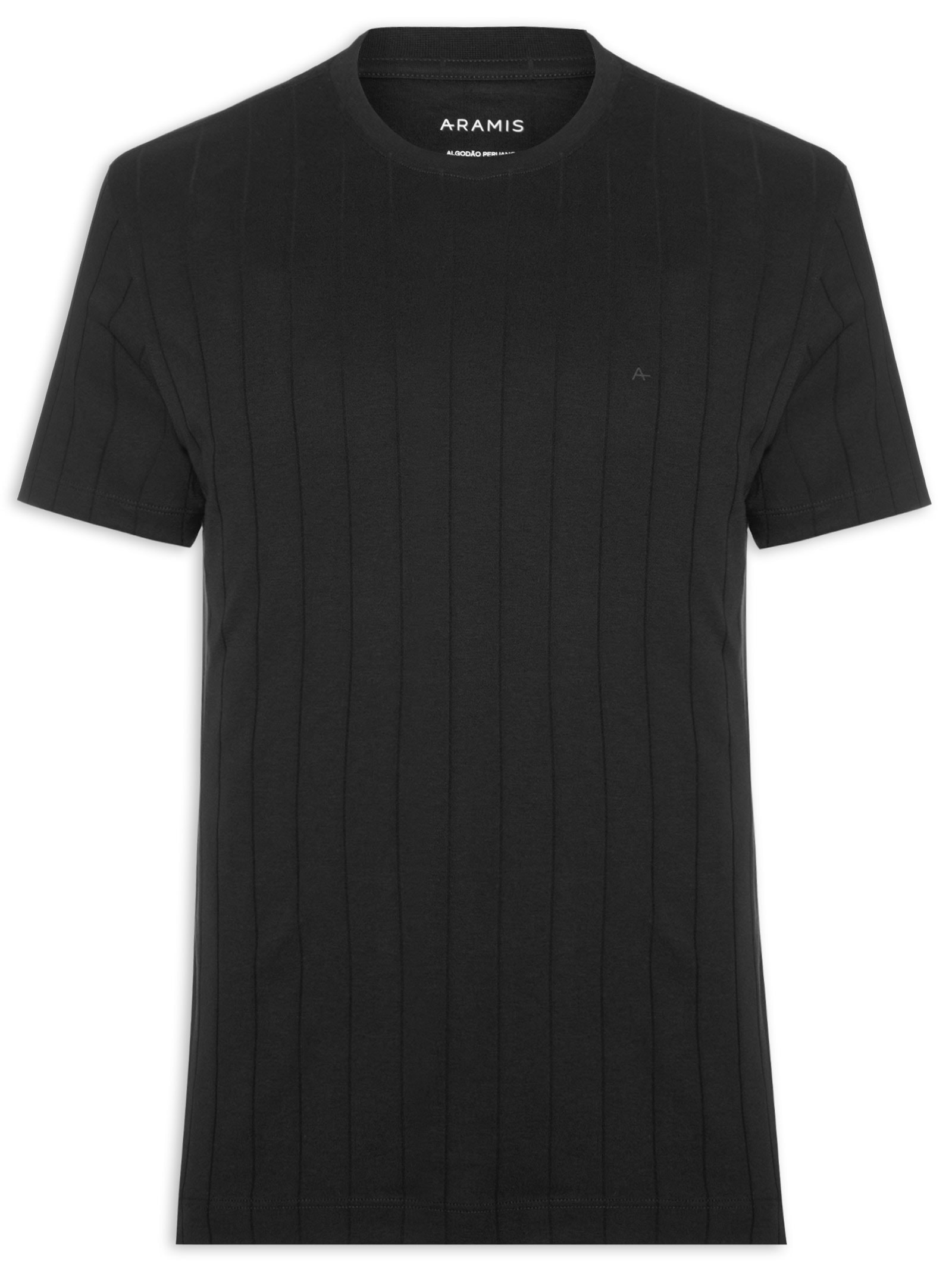 Camiseta Masculina Interlock Listra em Algodão Peruano Preto Aramis