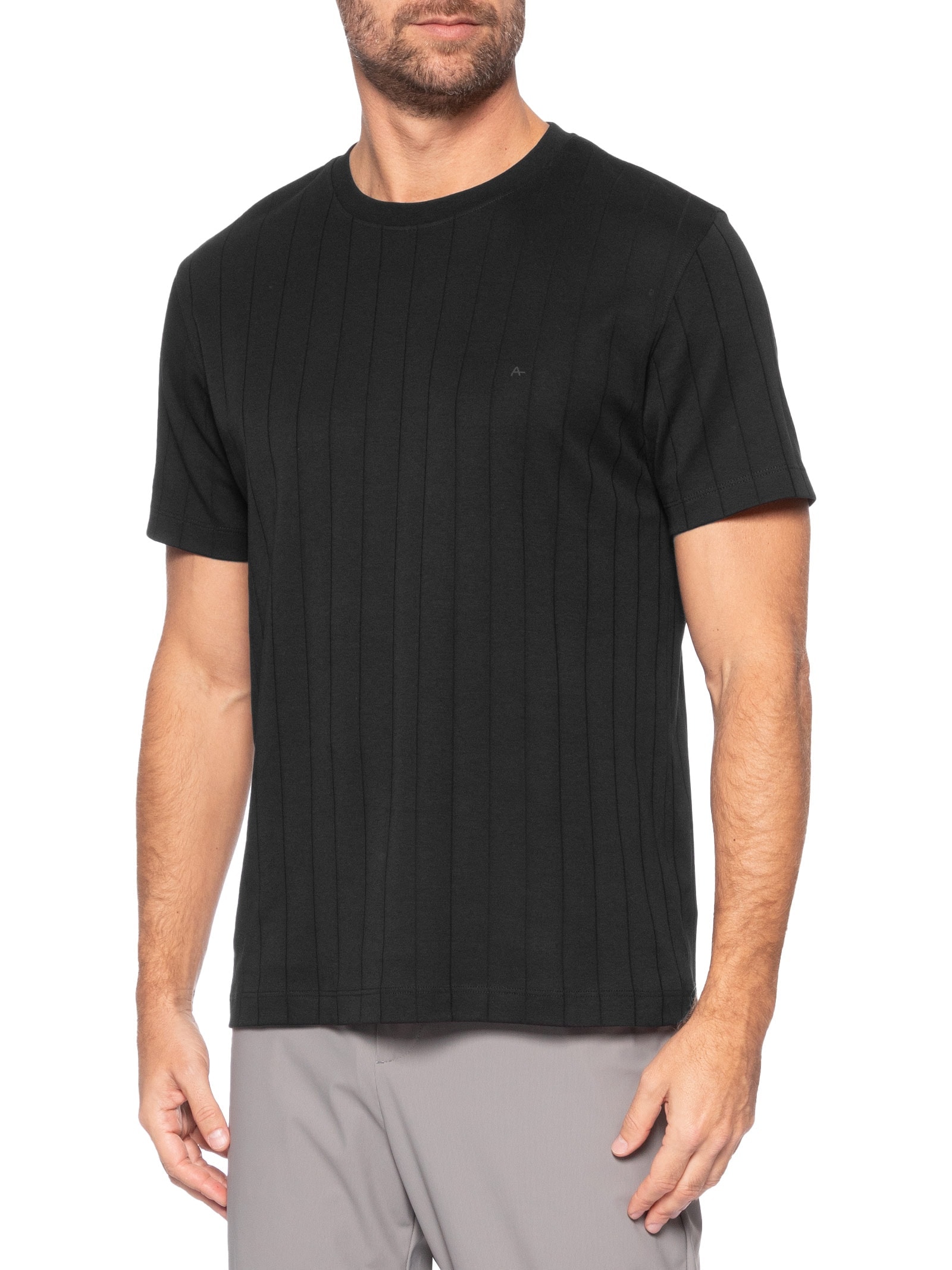 Camiseta Masculina Interlock Listra em Algodão Peruano Preto Aramis