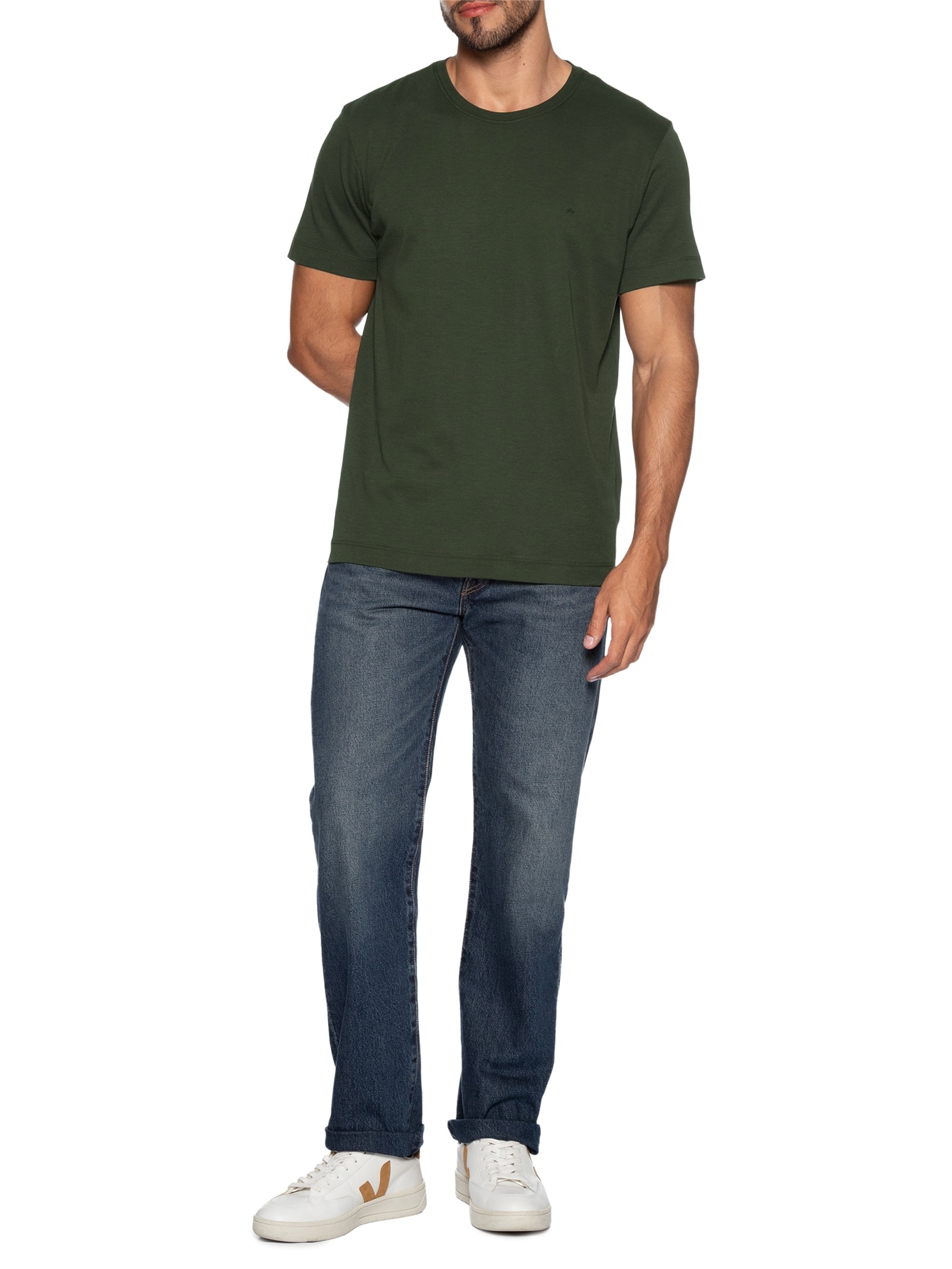 Camiseta Masculina Interlock Pima – Verde Aramis