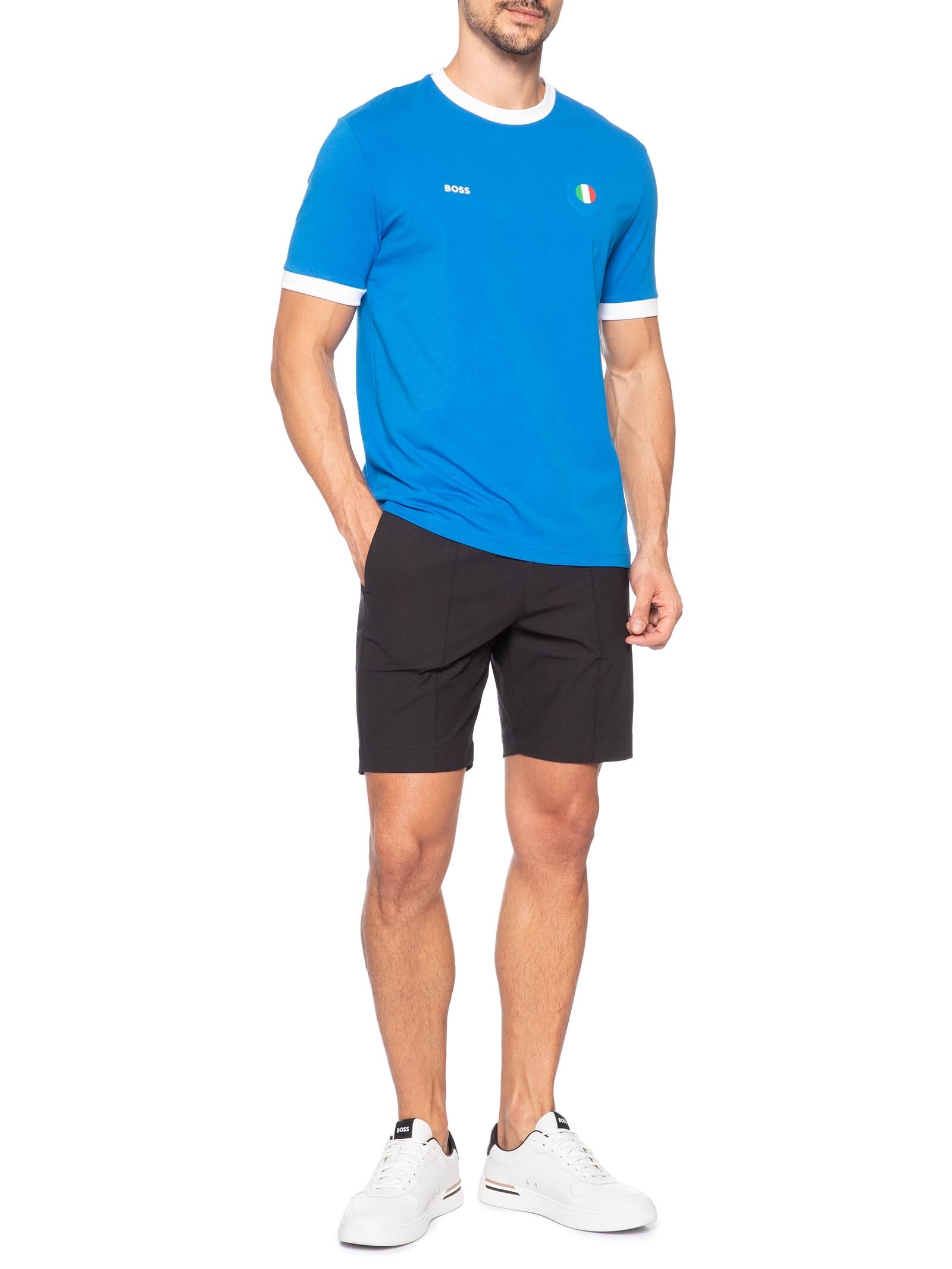 Camiseta Masculina Itália Copa Lux Tee Azul Boss