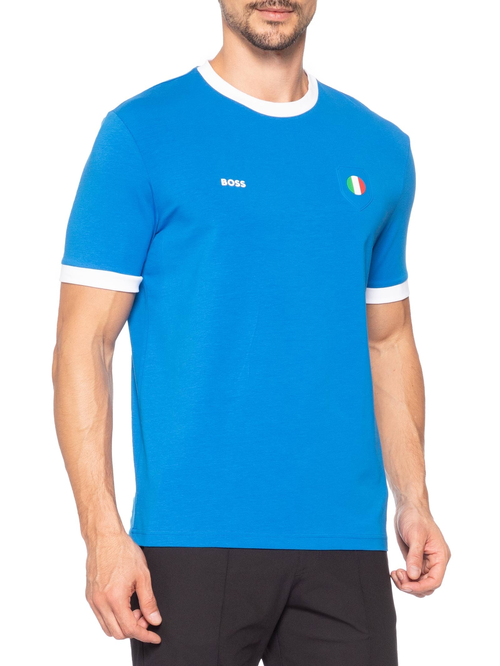 Camiseta Masculina Itália Copa Lux Tee Azul Boss