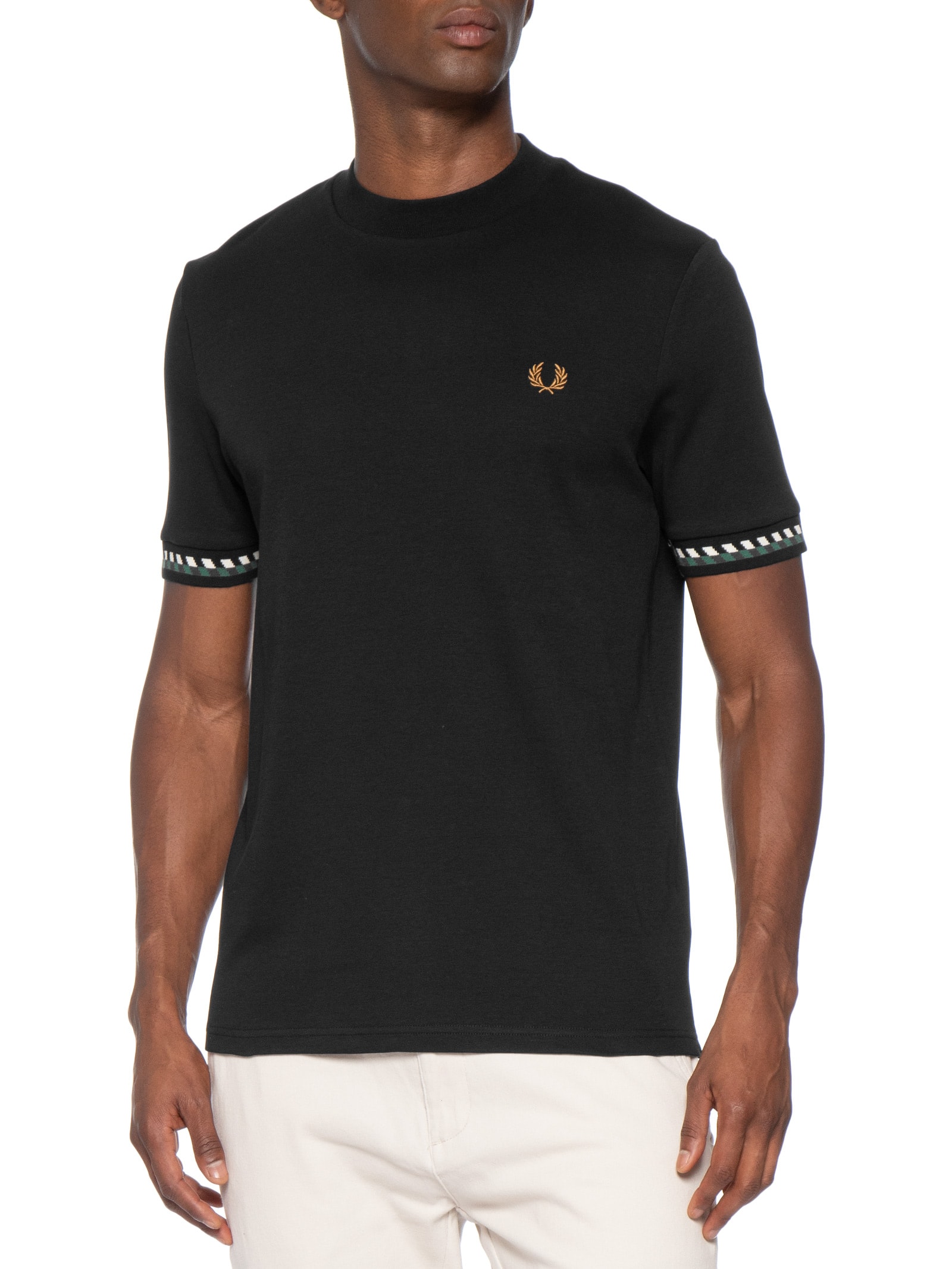 Camiseta Masculina Jacquard Cuff Preto Fred Perry