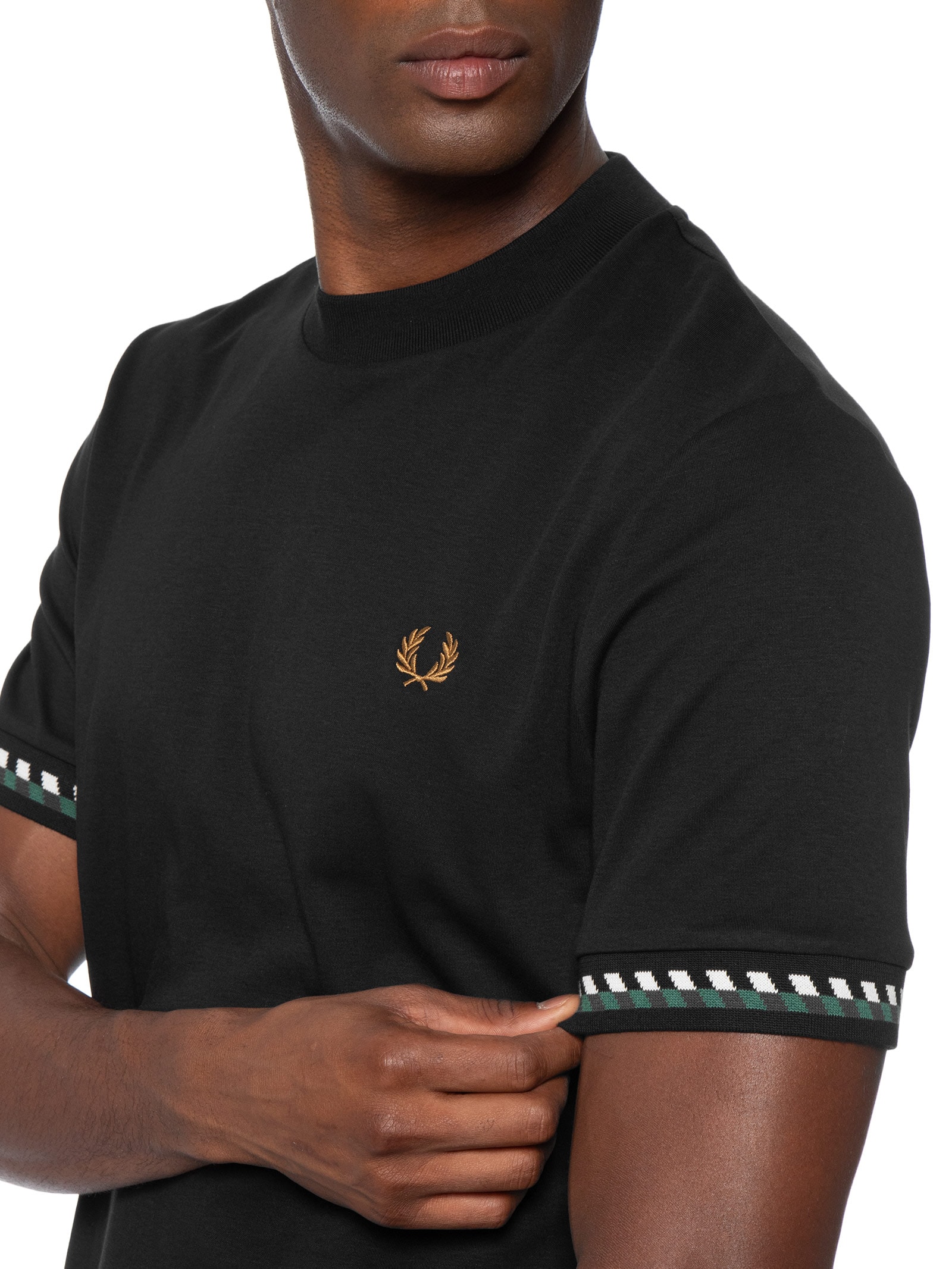 Camiseta Masculina Jacquard Cuff Preto Fred Perry