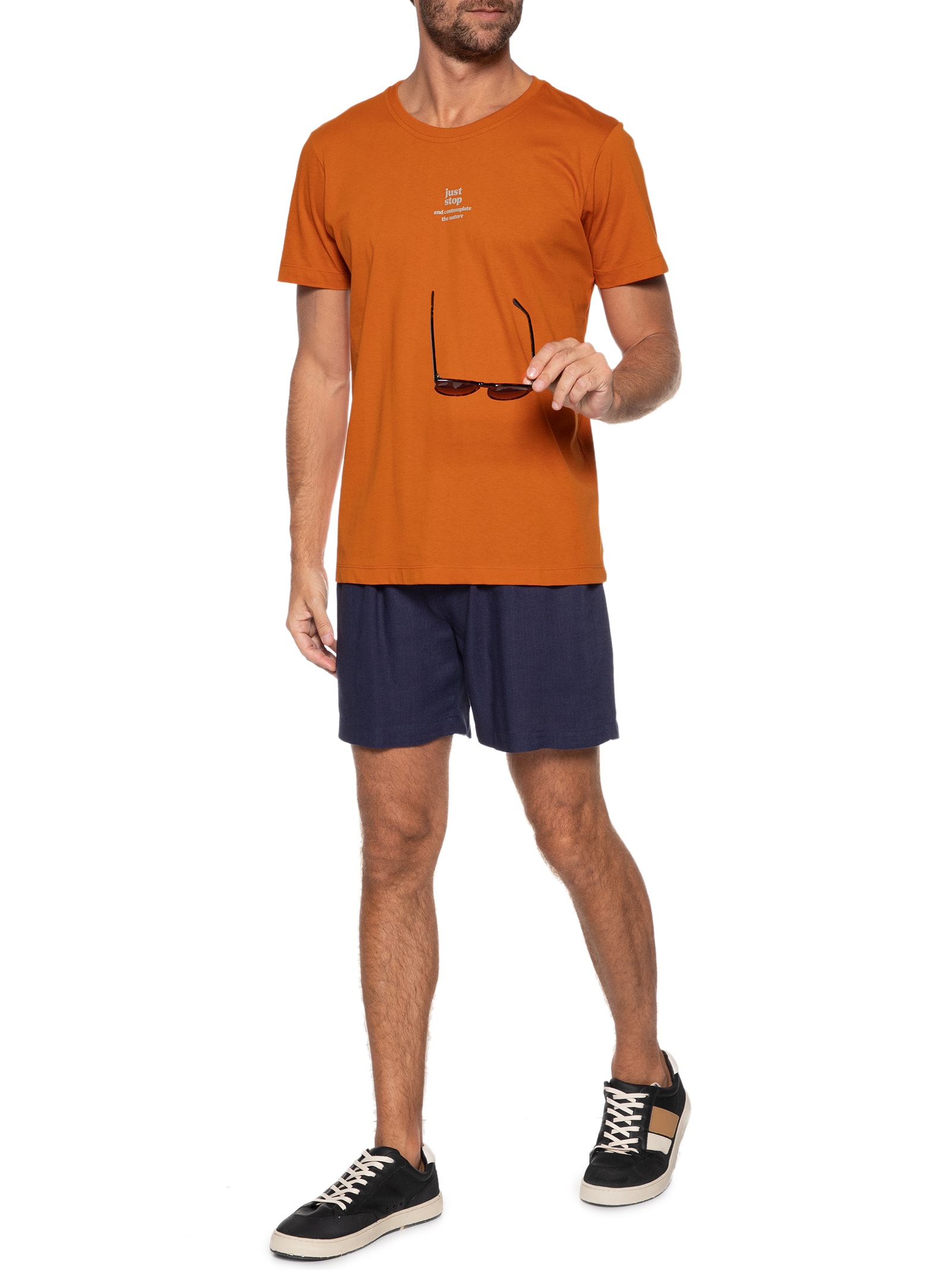 Camiseta Masculina Just Stop Laranja Urbô