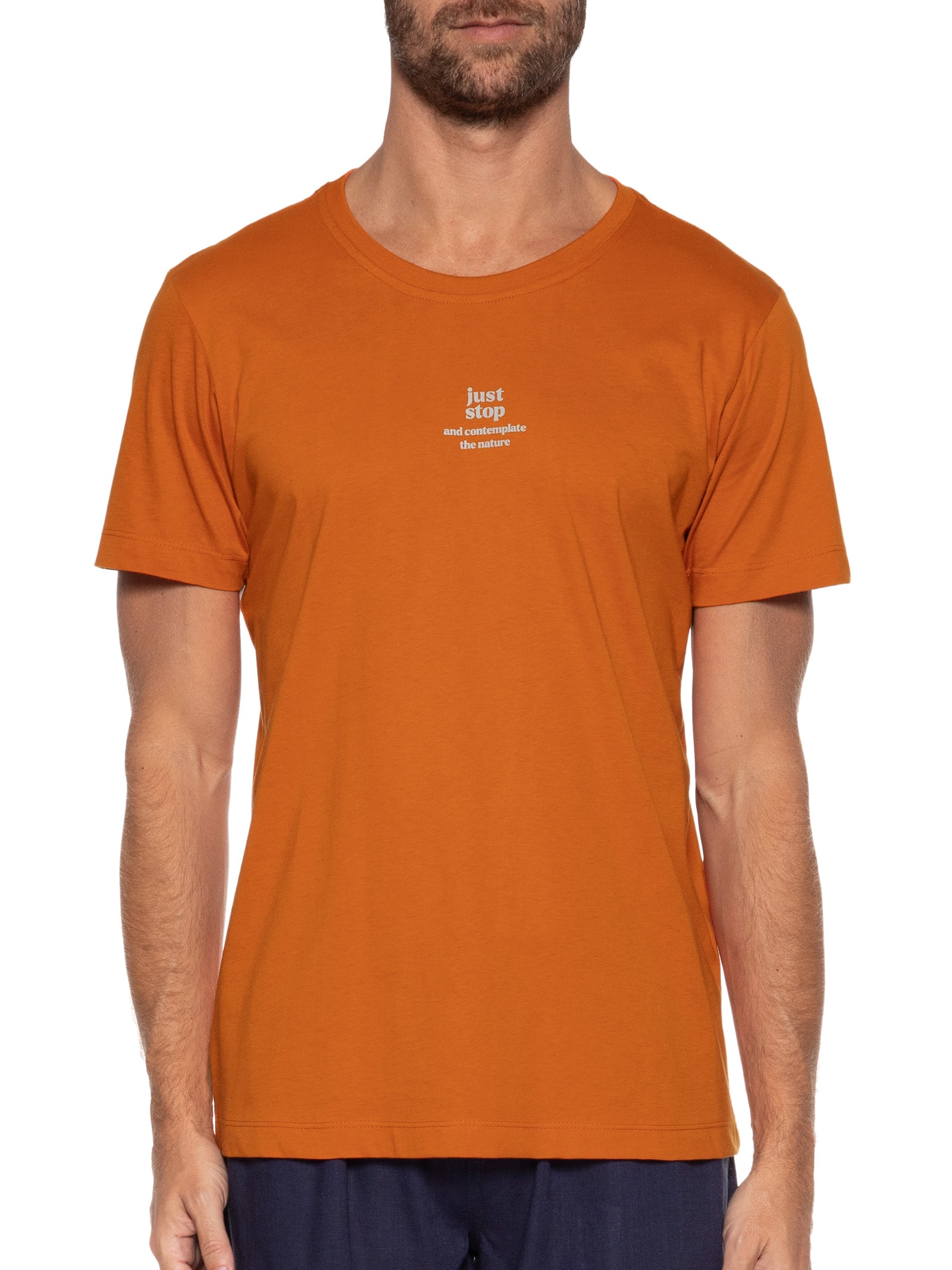 Camiseta Masculina Just Stop Laranja Urbô