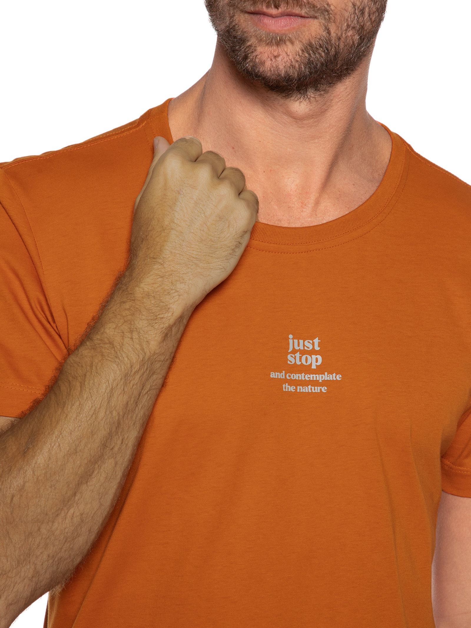 Camiseta Masculina Just Stop Laranja Urbô