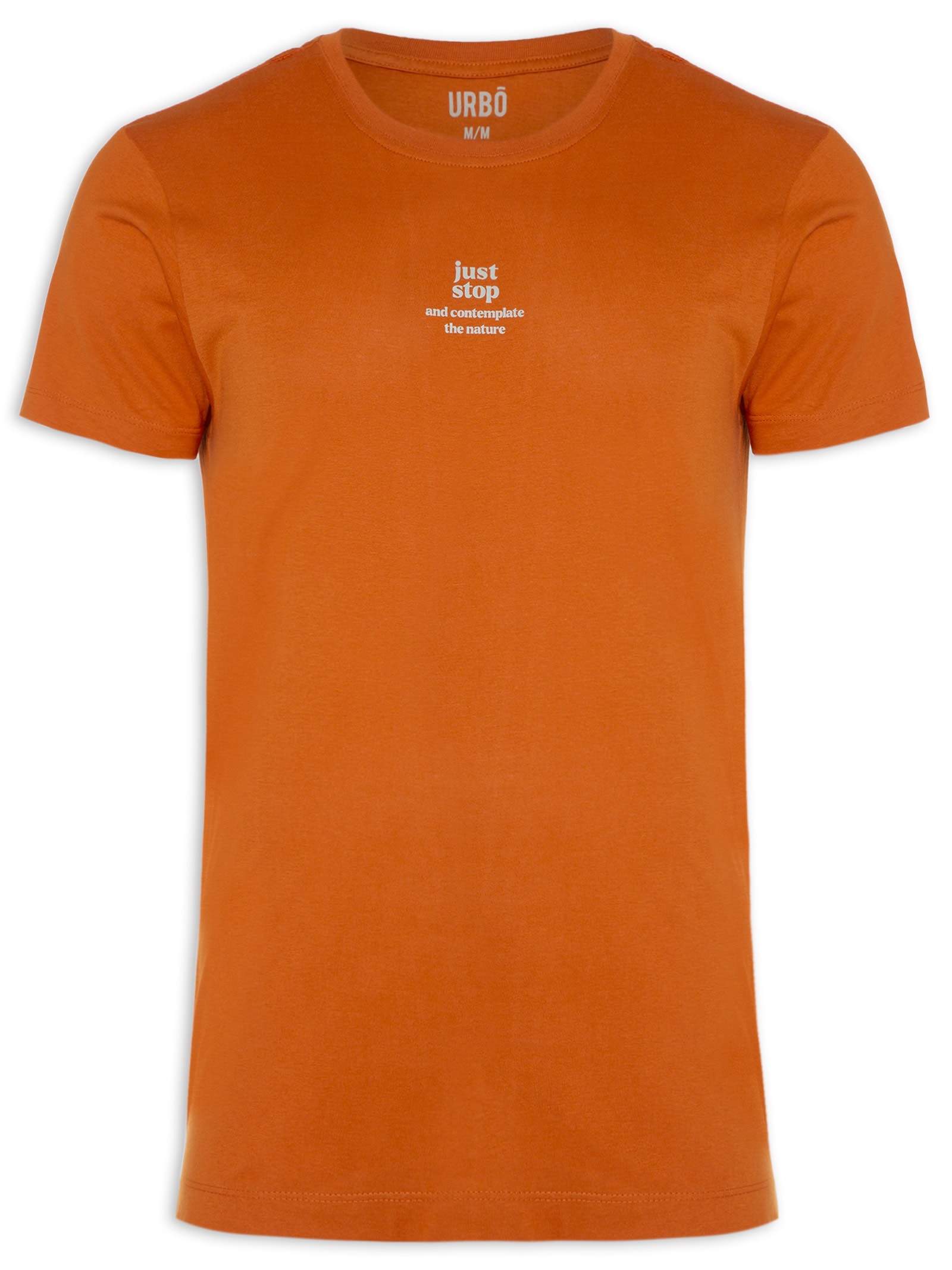 Camiseta Masculina Just Stop Laranja Urbô
