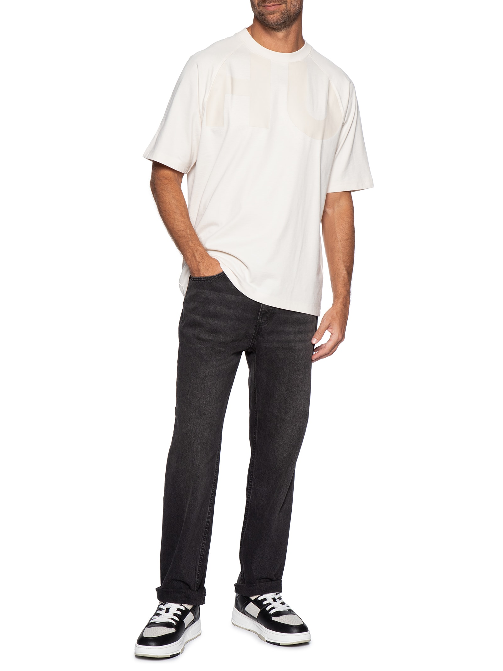 Camiseta Masculina Large Logo Crew Neck Nalftee Branco Hugo