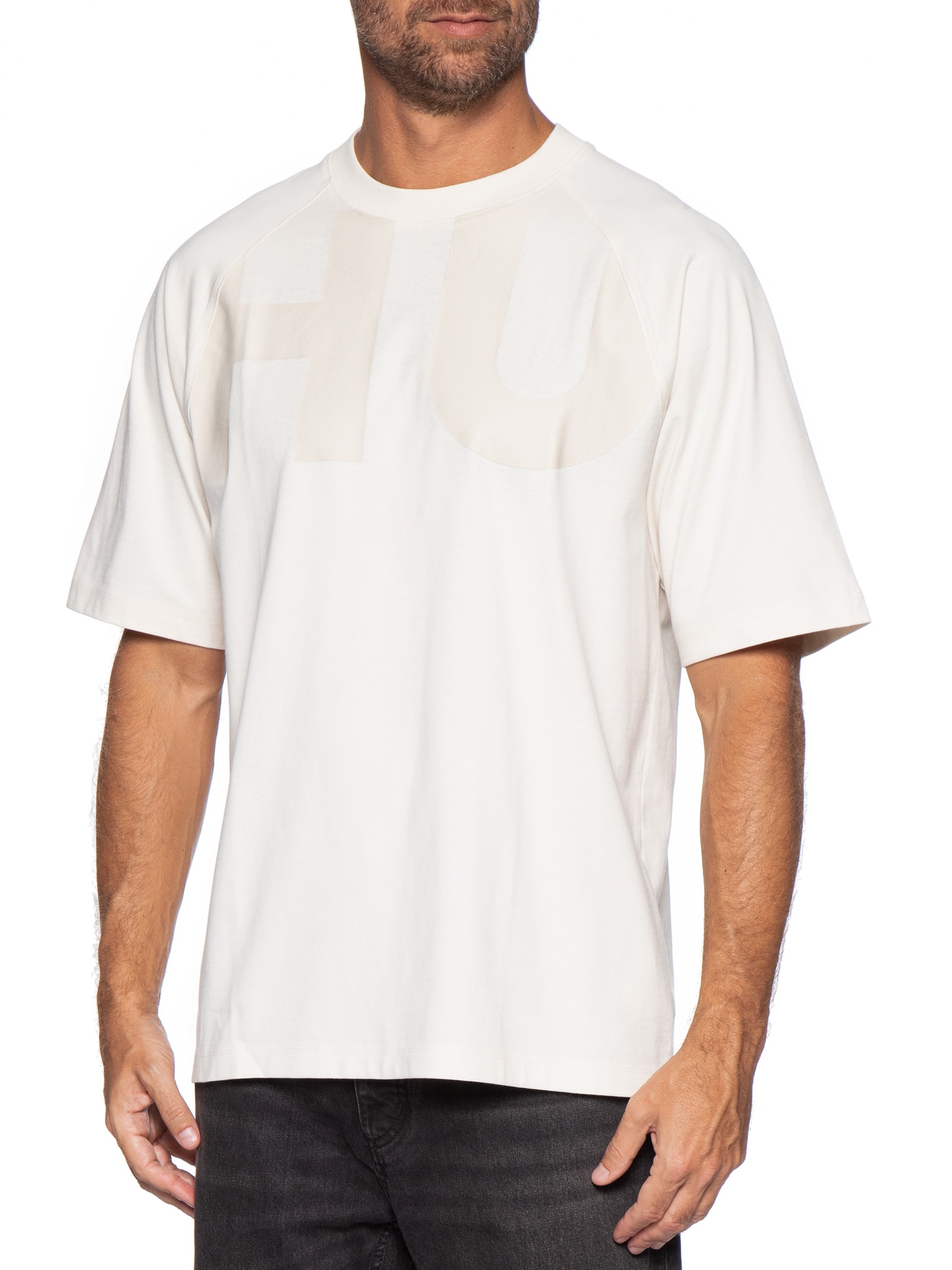 Camiseta Masculina Large Logo Crew Neck Nalftee Branco Hugo