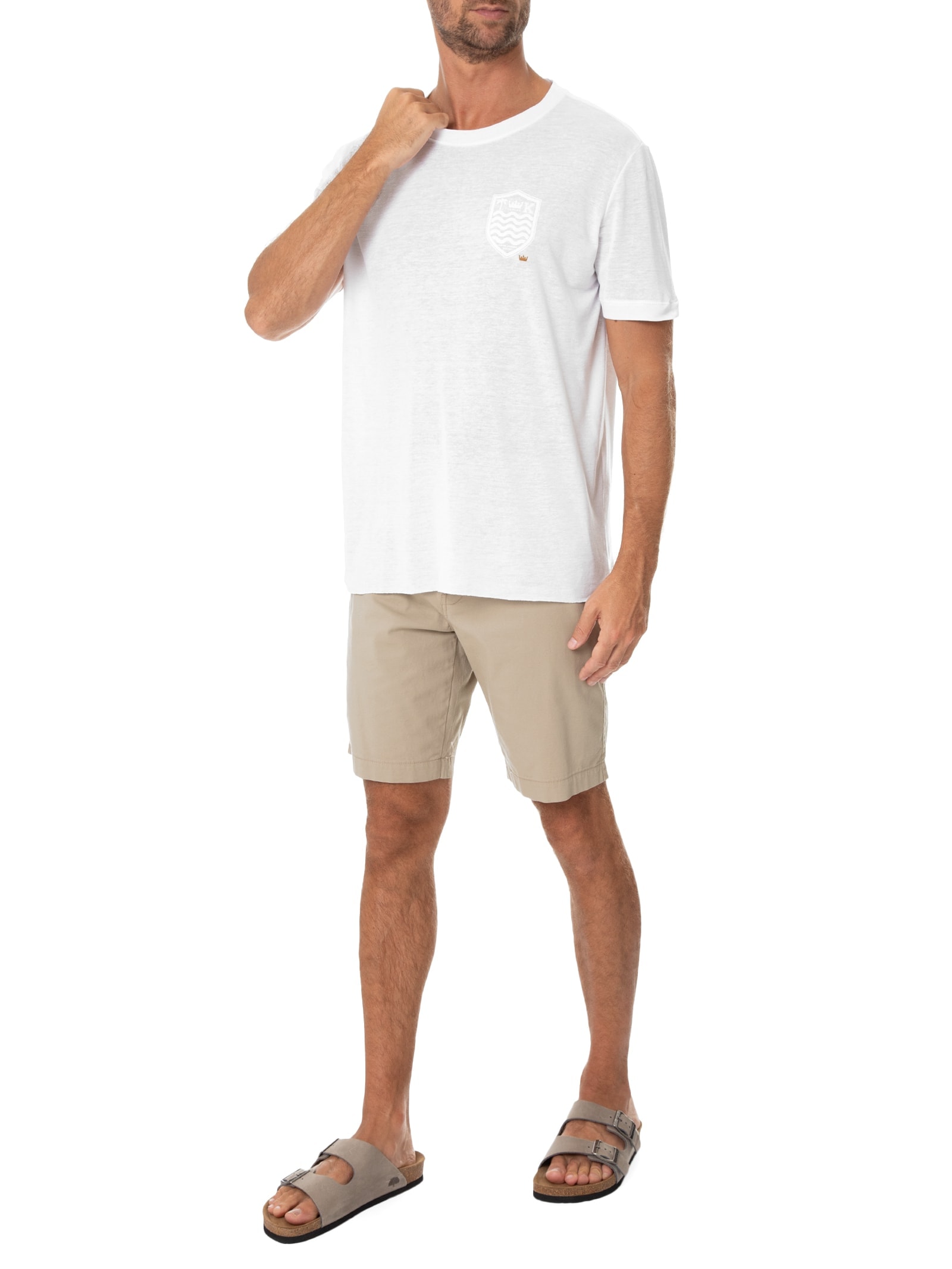 Camiseta Masculina Light Brasão Linen Azul Osklen