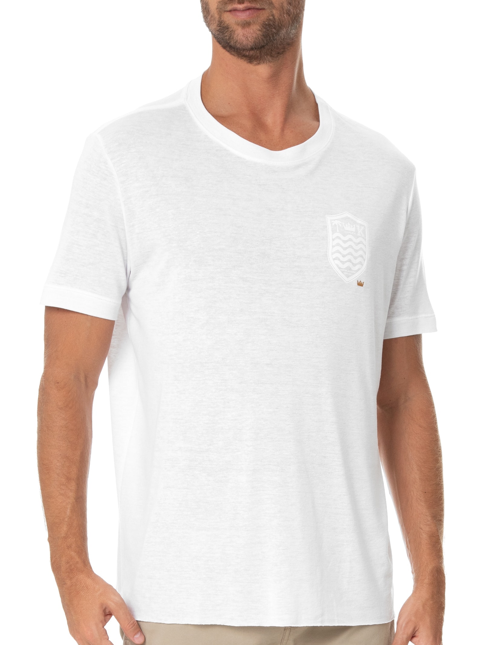 Camiseta Masculina Light Brasão Linen Azul Osklen