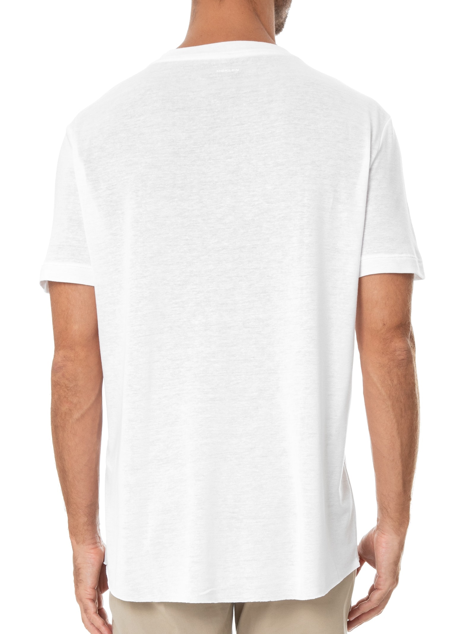 Camiseta Masculina Light Brasão Linen Azul Osklen