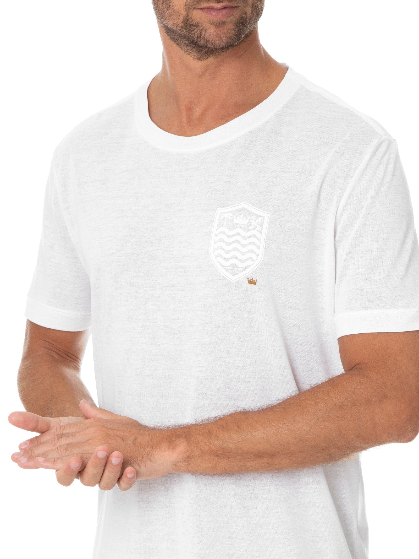 Camiseta Masculina Light Brasão Linen Azul Osklen