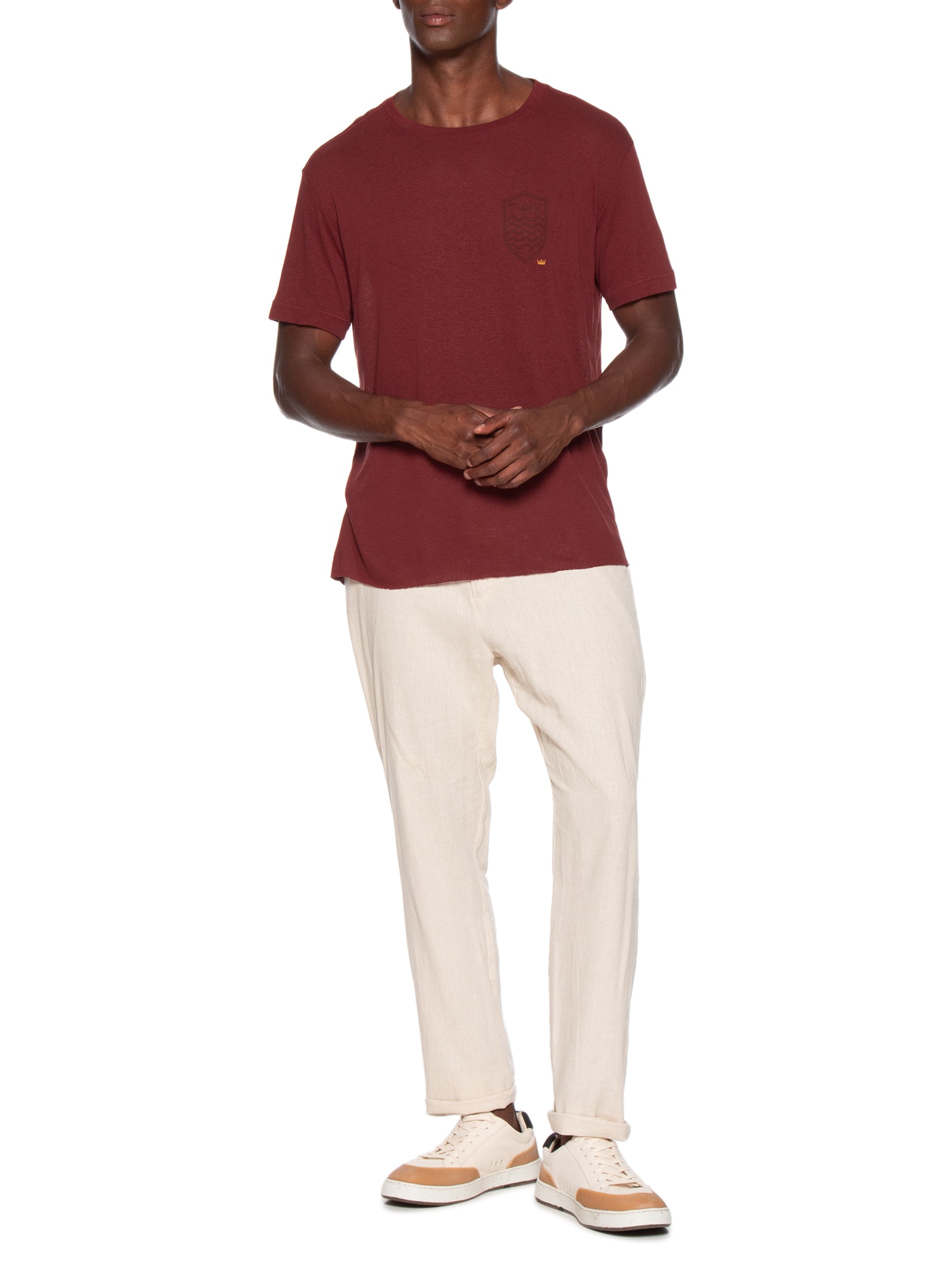 Camiseta Masculina Light Brasão Linen Azul Osklen