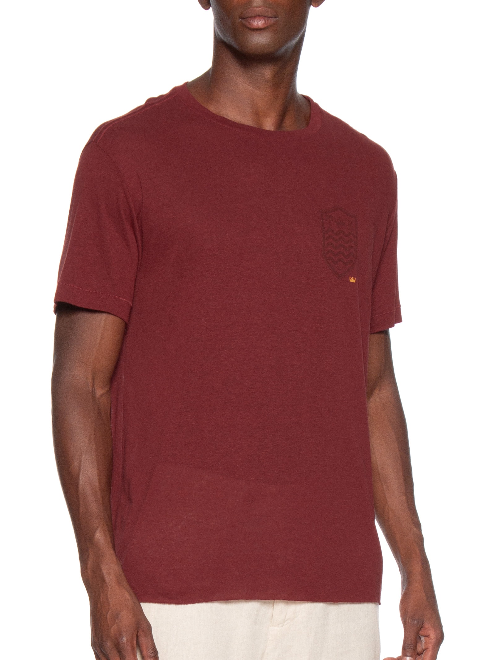 Camiseta Masculina Light Brasão Linen Azul Osklen