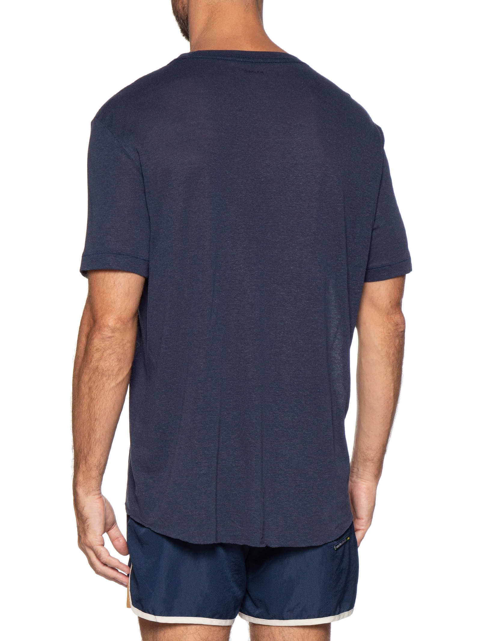 Camiseta Masculina Light Brasão Linen Azul Osklen