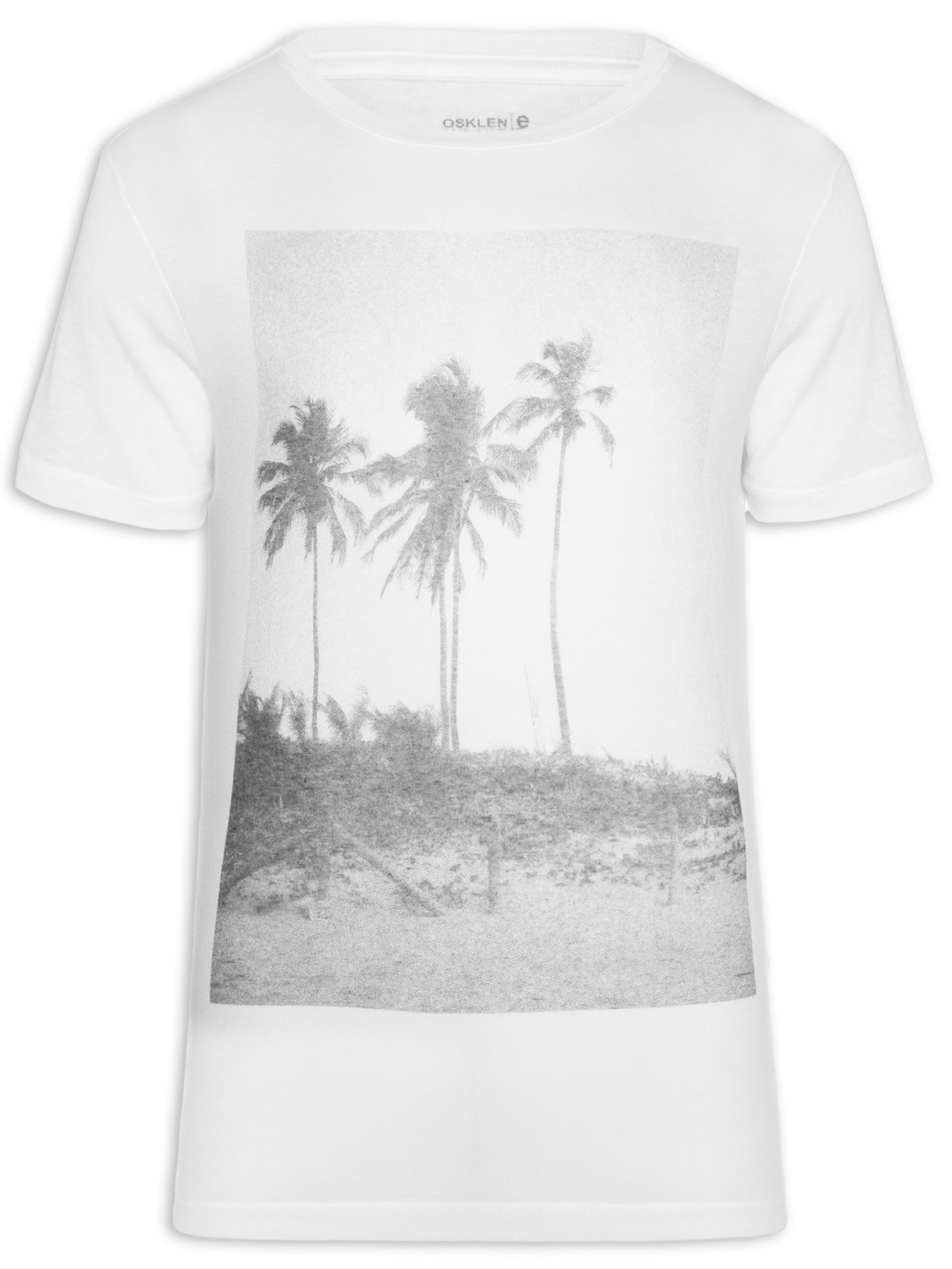 Camiseta Masculina Light Eco Slim Coqueiro Manga Curta Branco Osklen