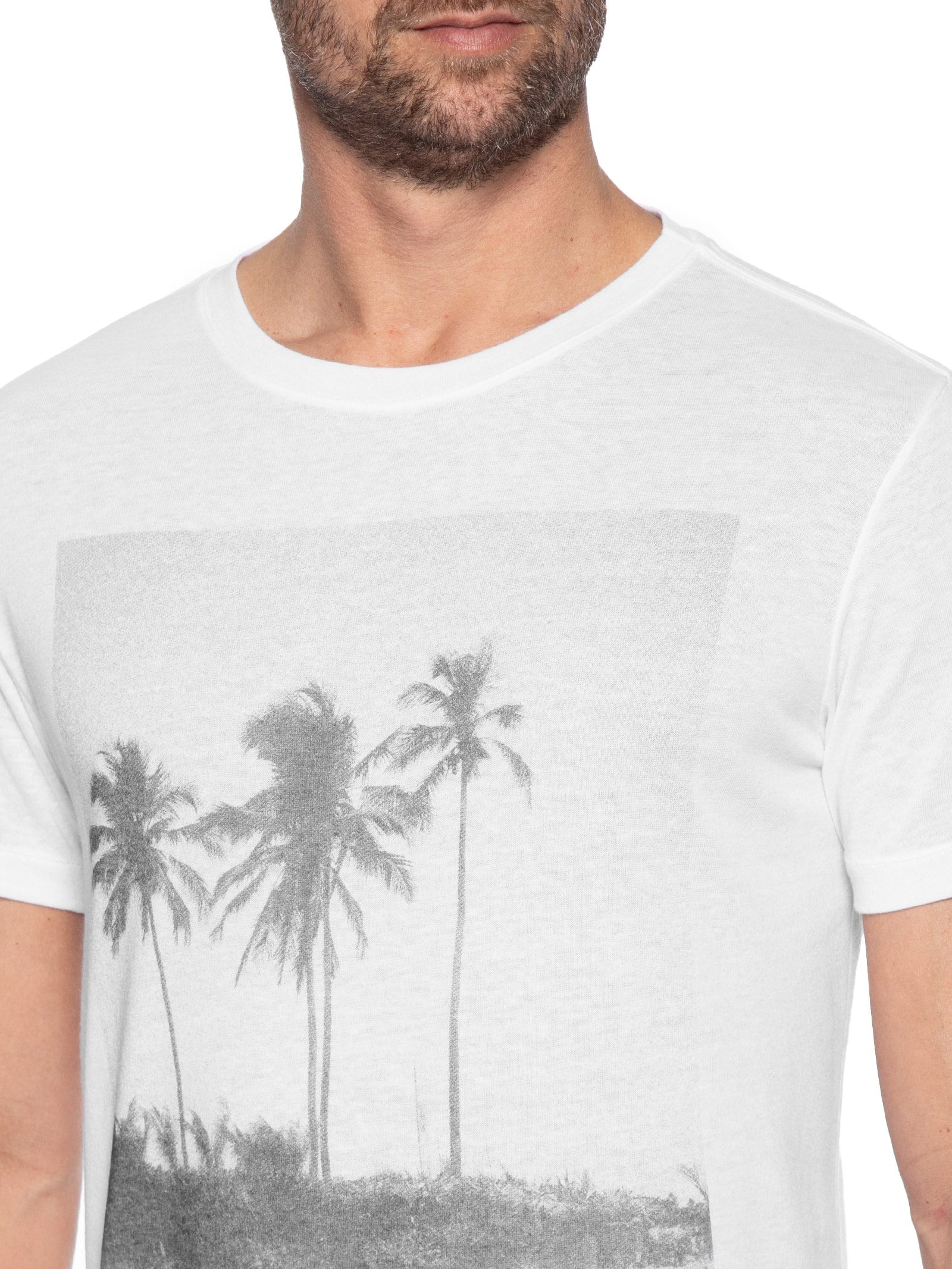 Camiseta Masculina Light Eco Slim Coqueiro Manga Curta Branco Osklen