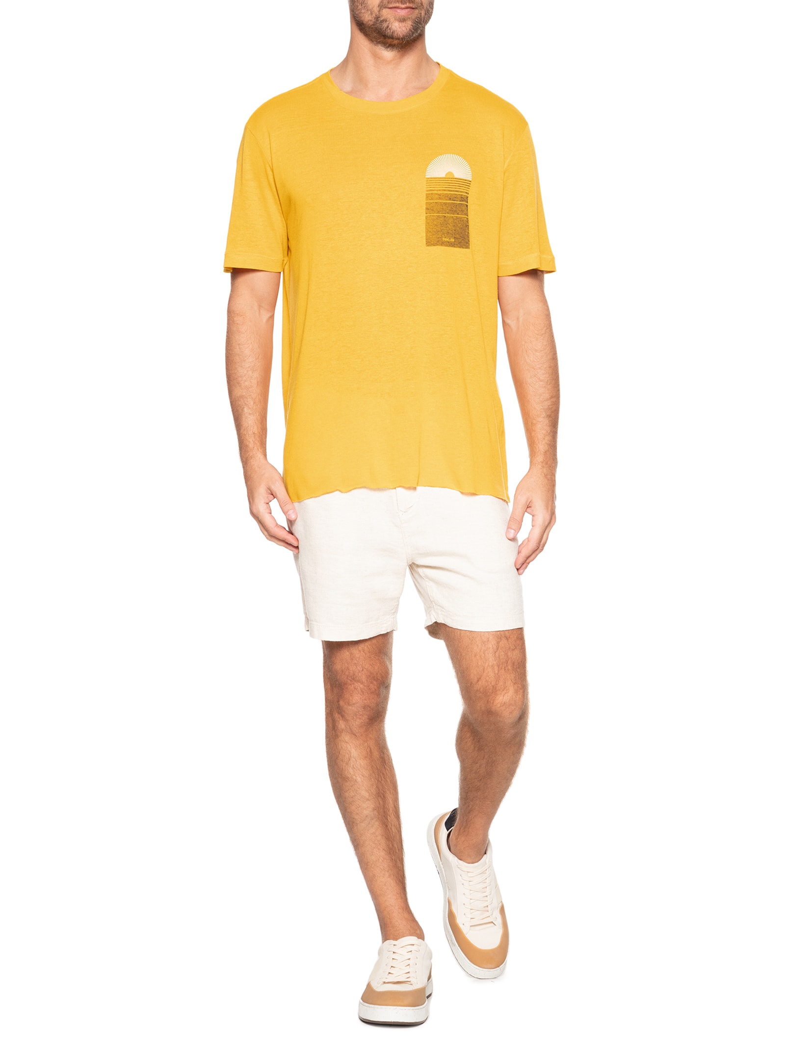 Camiseta Masculina Light Linen Sunflorwer Manga Curta Amarelo Osklen