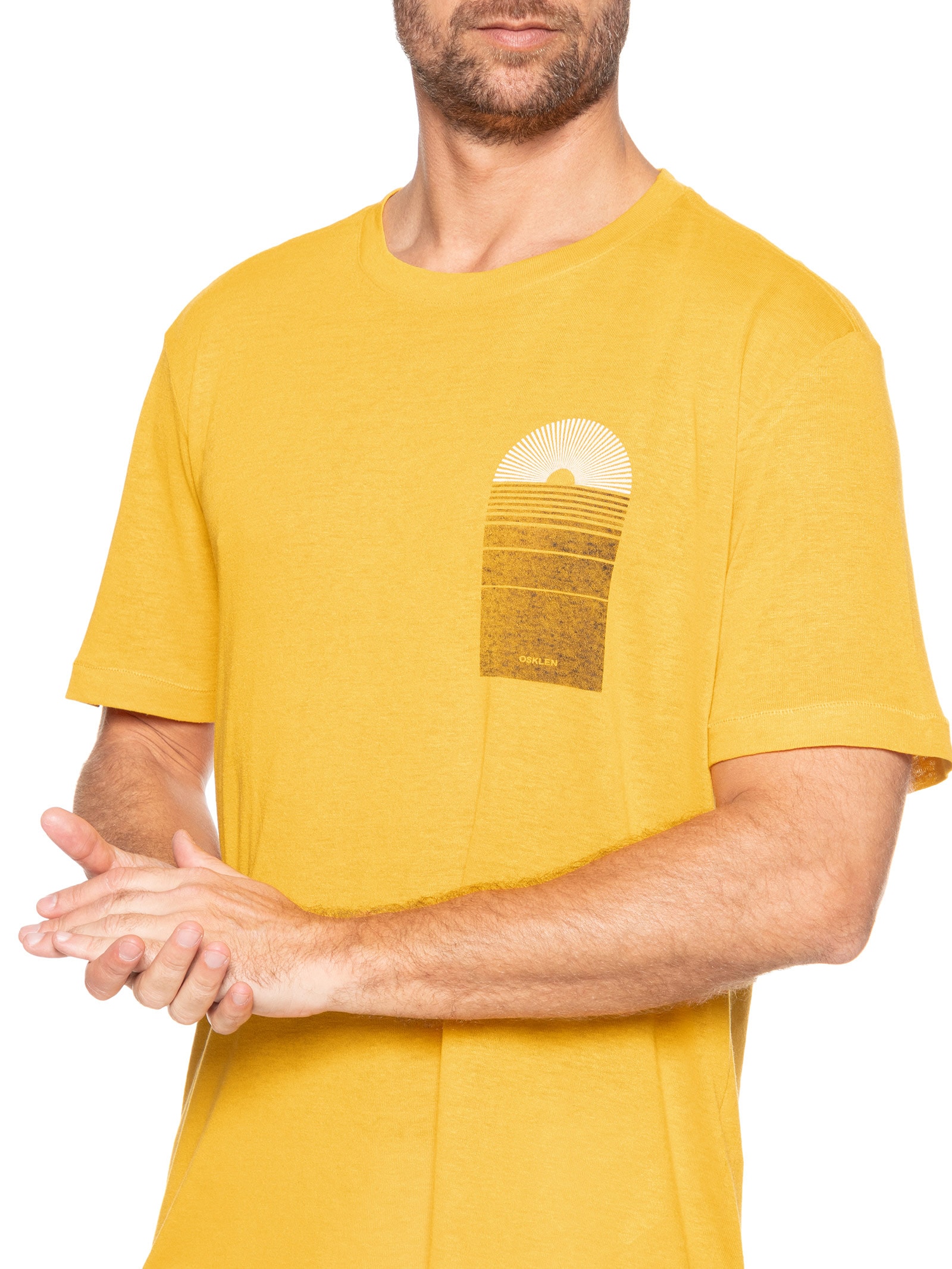 Camiseta Masculina Light Linen Sunflorwer Manga Curta Amarelo Osklen