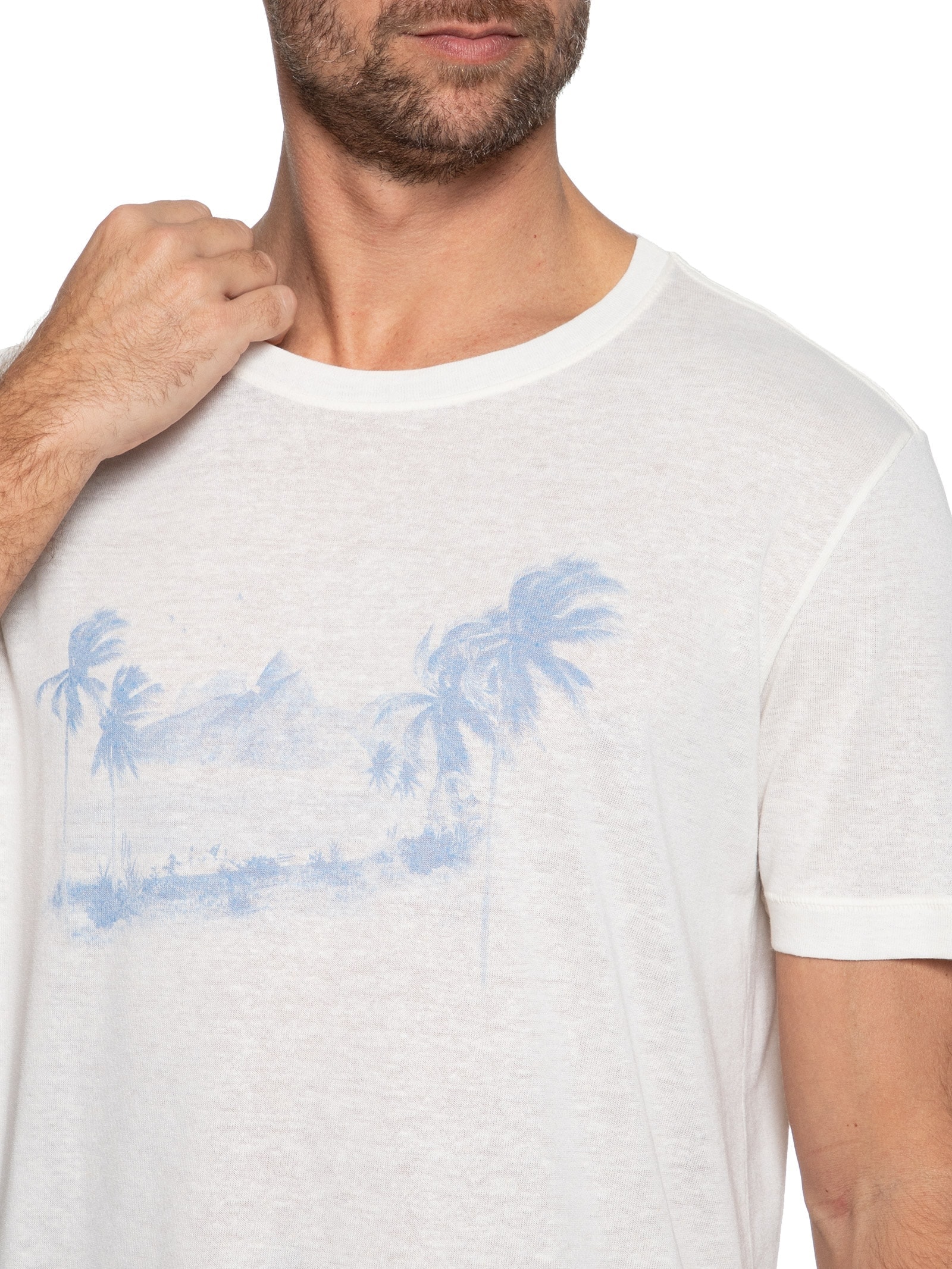 Camiseta Masculina Light Paisagem Manga Curta Off White Osklen