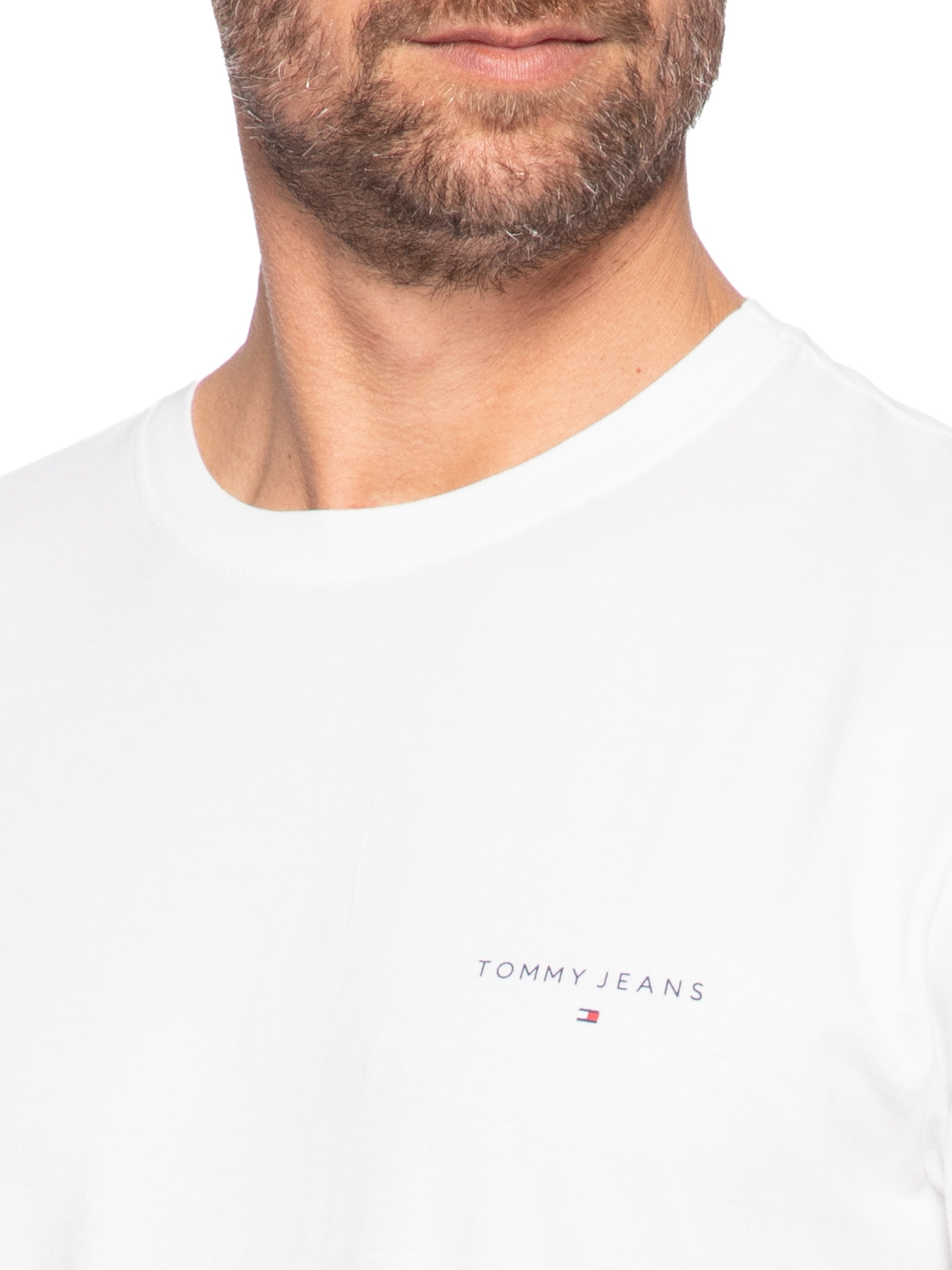 Camiseta Masculina Linear Chest Tee Ext Branco Tommy Jeans