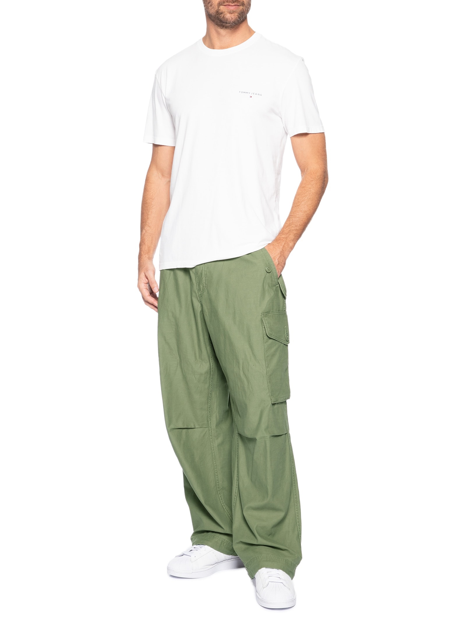 Camiseta Masculina Linear Chest Tee Ext Branco Tommy Jeans