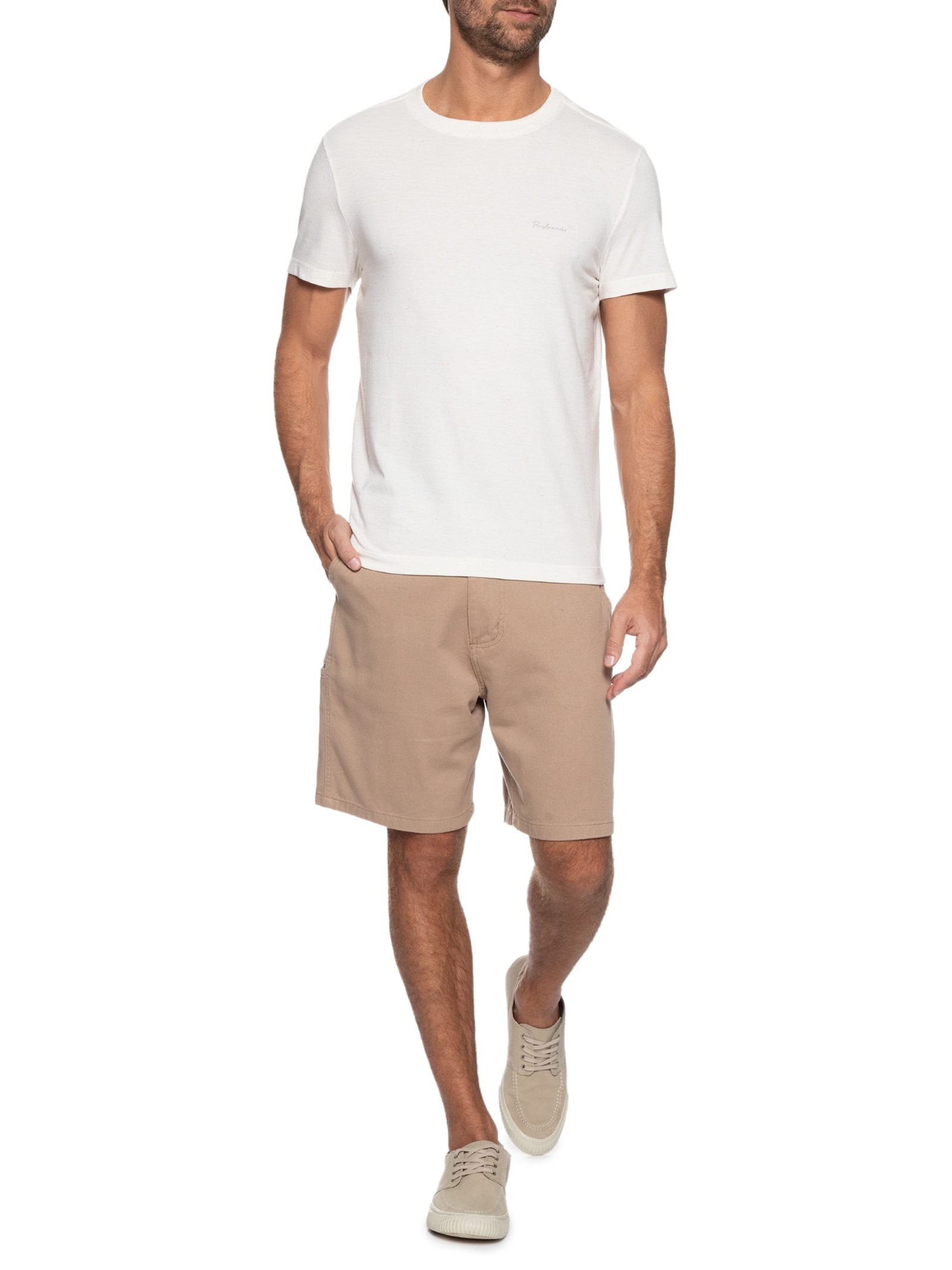 Camiseta Masculina Linen Bege Richards