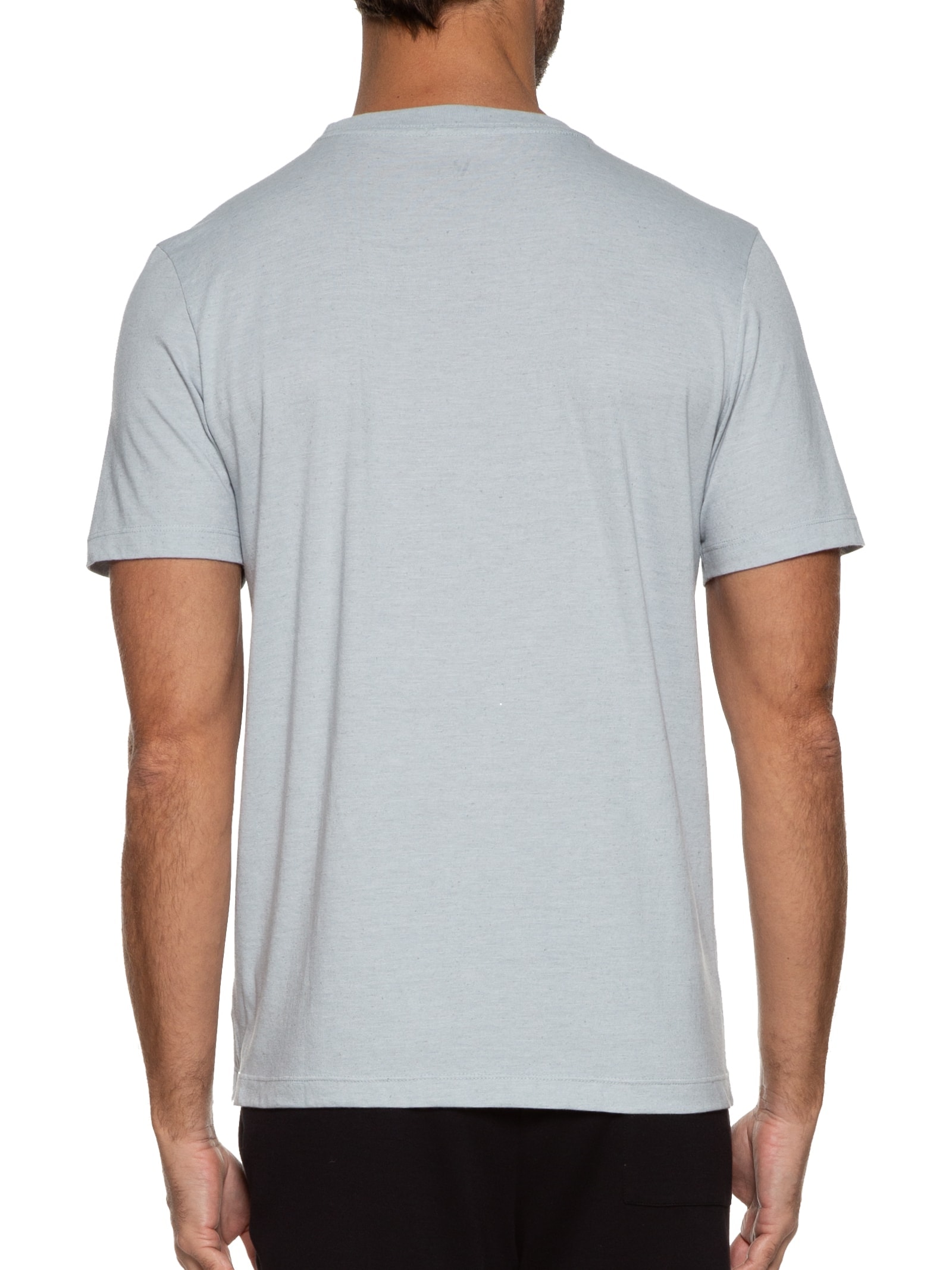 Camiseta Masculina Linen Manga Curta Básica Azul Vr