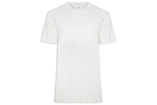Camiseta Masculina Linen Manga Curta Básica - Bege