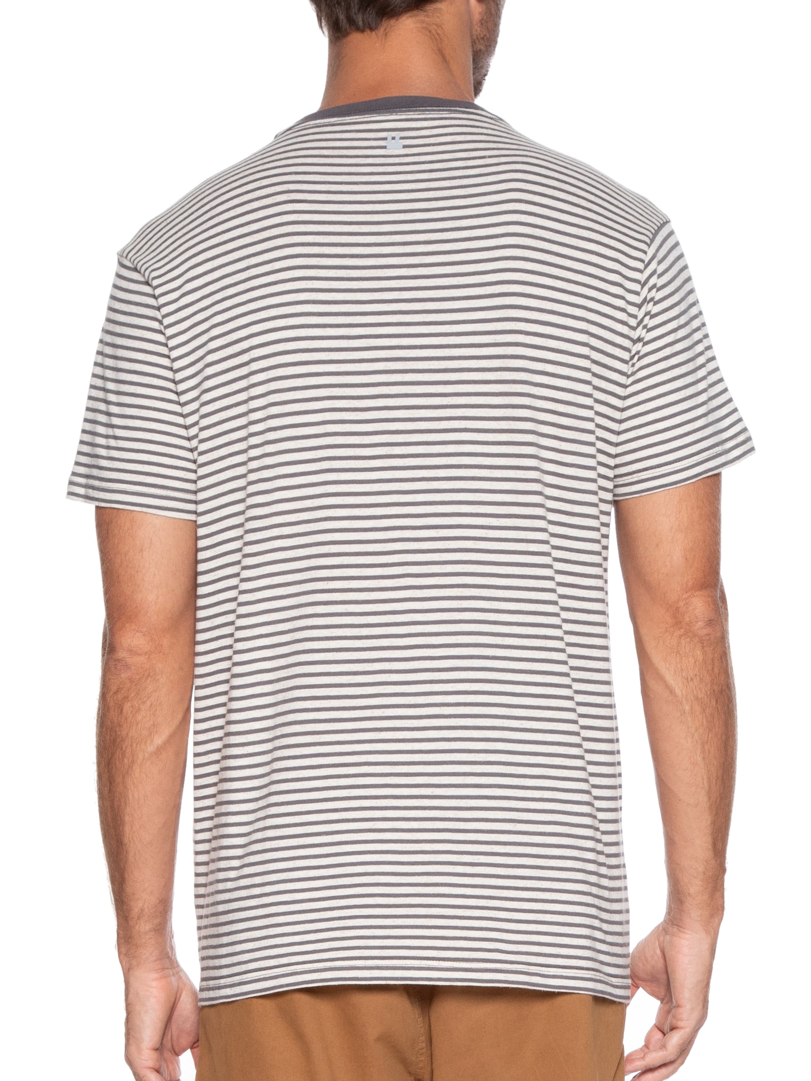 Camiseta Masculina Linen Stripes Cinza Foxton