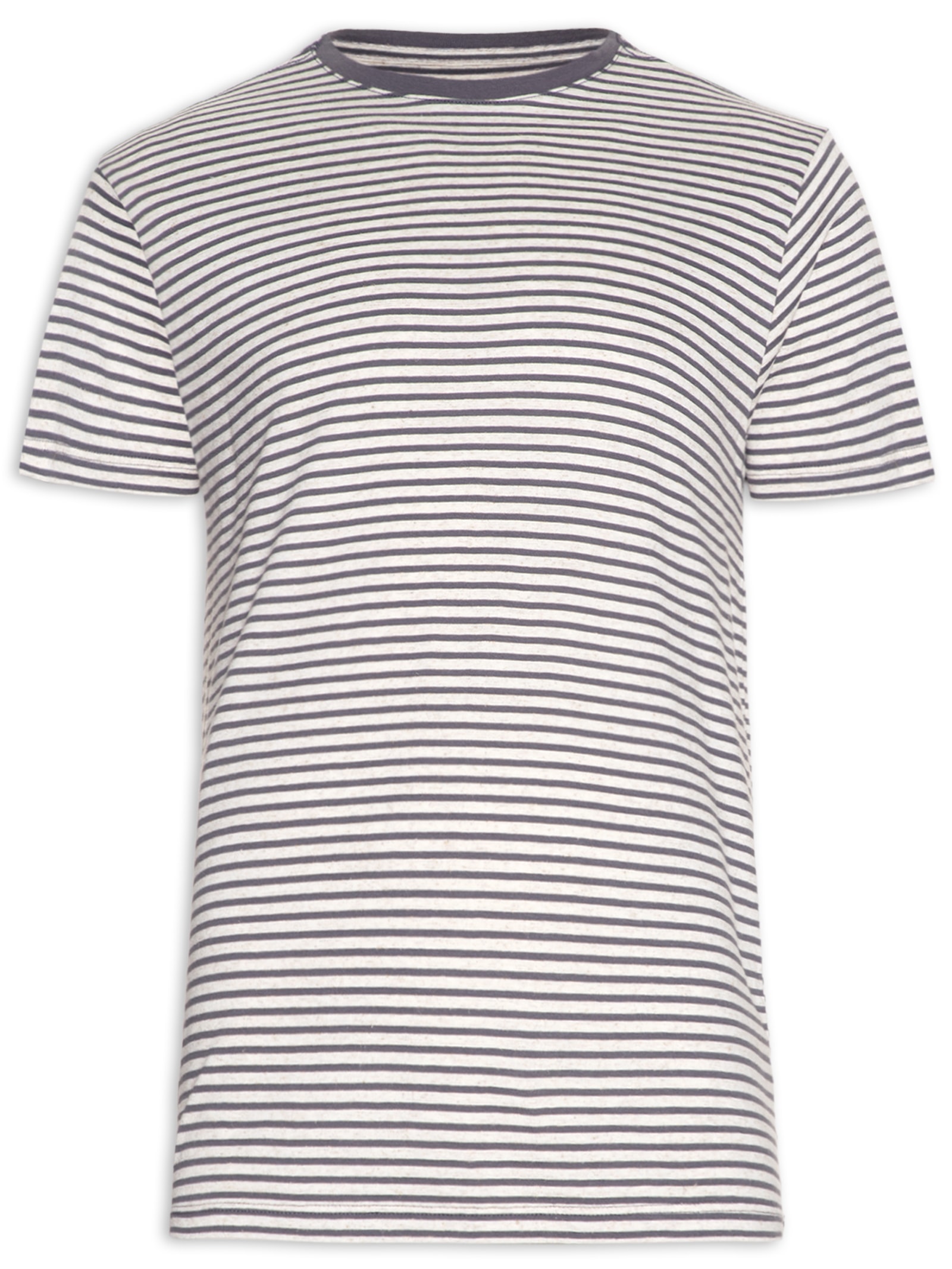 Camiseta Masculina Linen Stripes Cinza Foxton