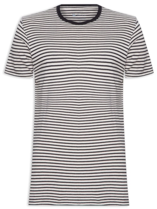 Camiseta Masculina Linen Stripes – Preto