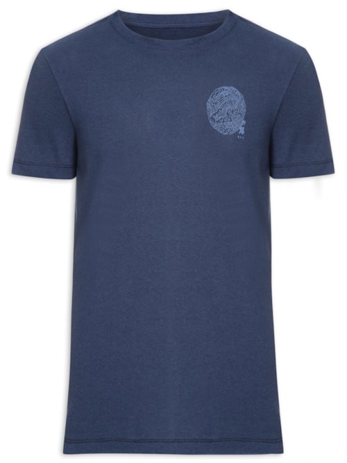Camiseta Masculina Linho Mini Wave – Azul
