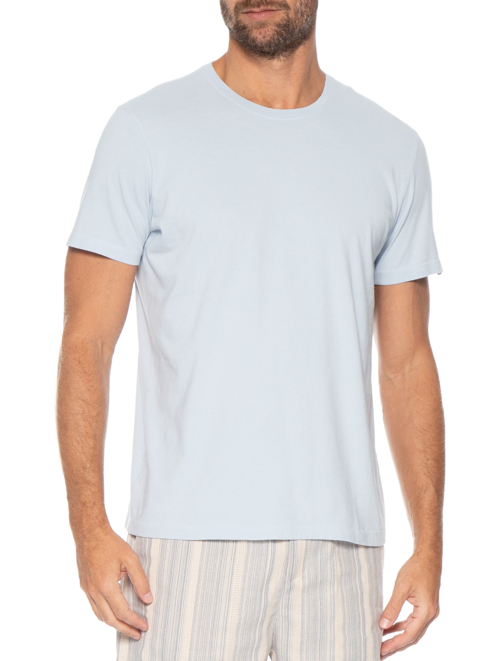 Camiseta Masculina Lisa Básica Em Algodão Azul Pineapple