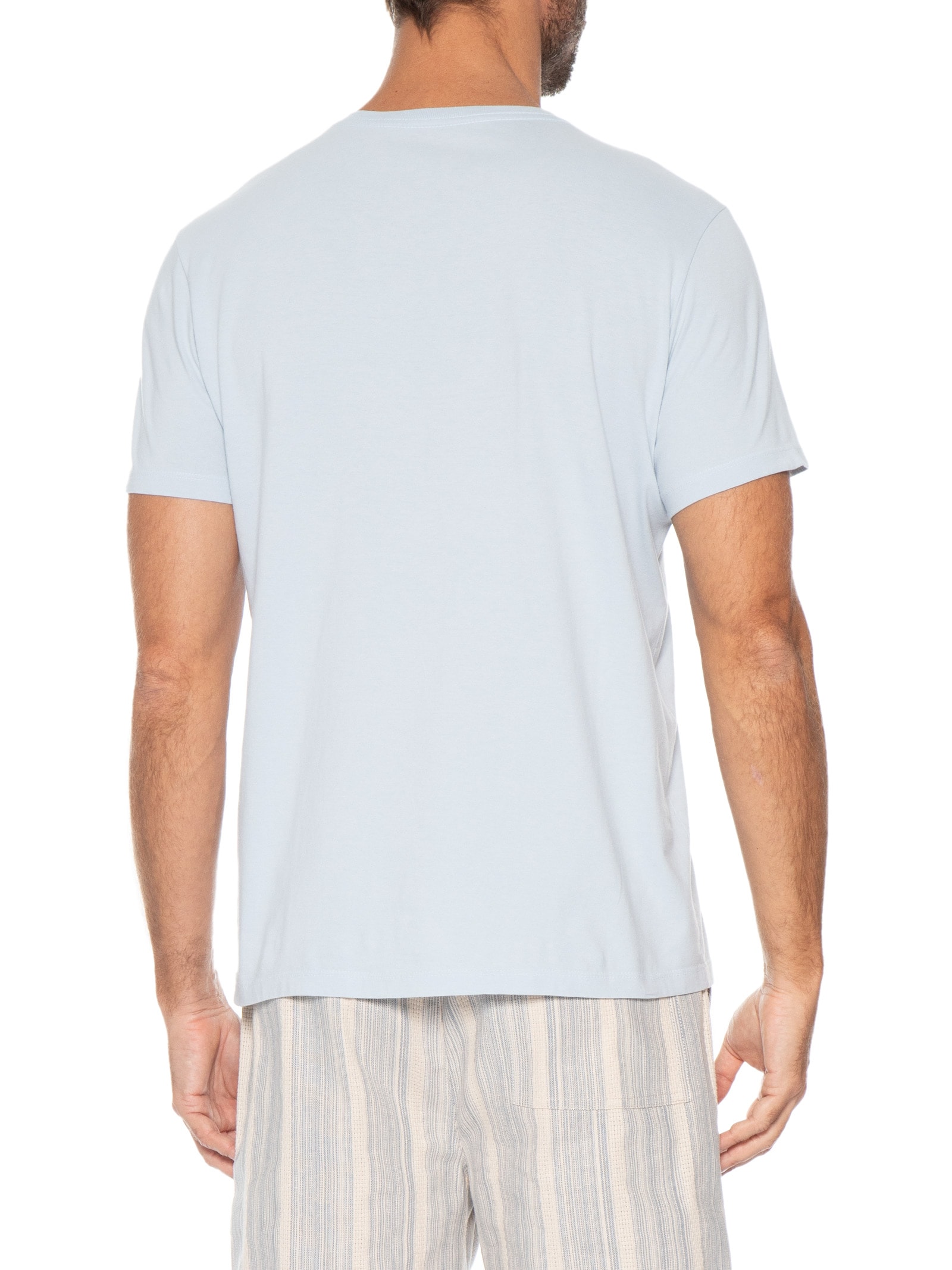 Camiseta Masculina Lisa Básica Em Algodão Azul Pineapple