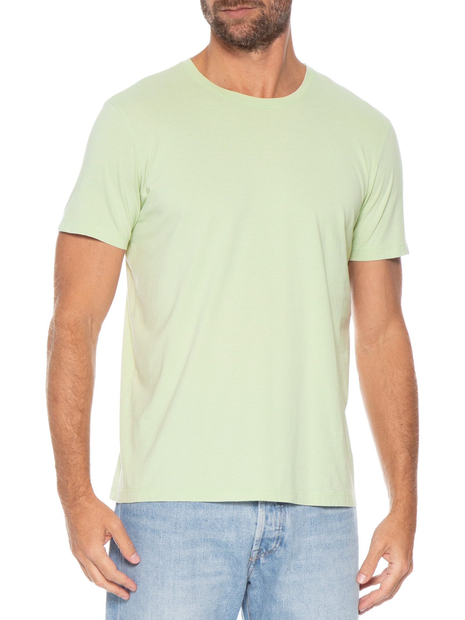 Camiseta Masculina Lisa Básica Em Algodão Verde Pineapple