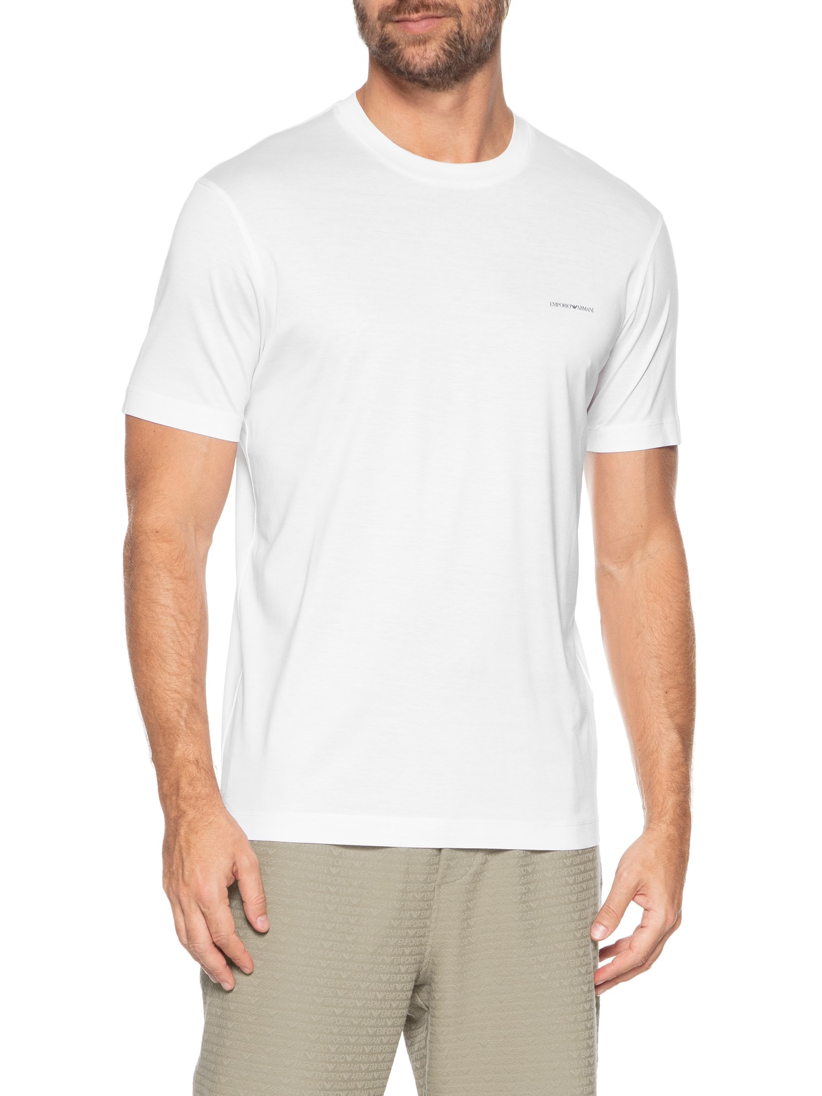 Camiseta Masculina Lisa Branco Emporio Armani